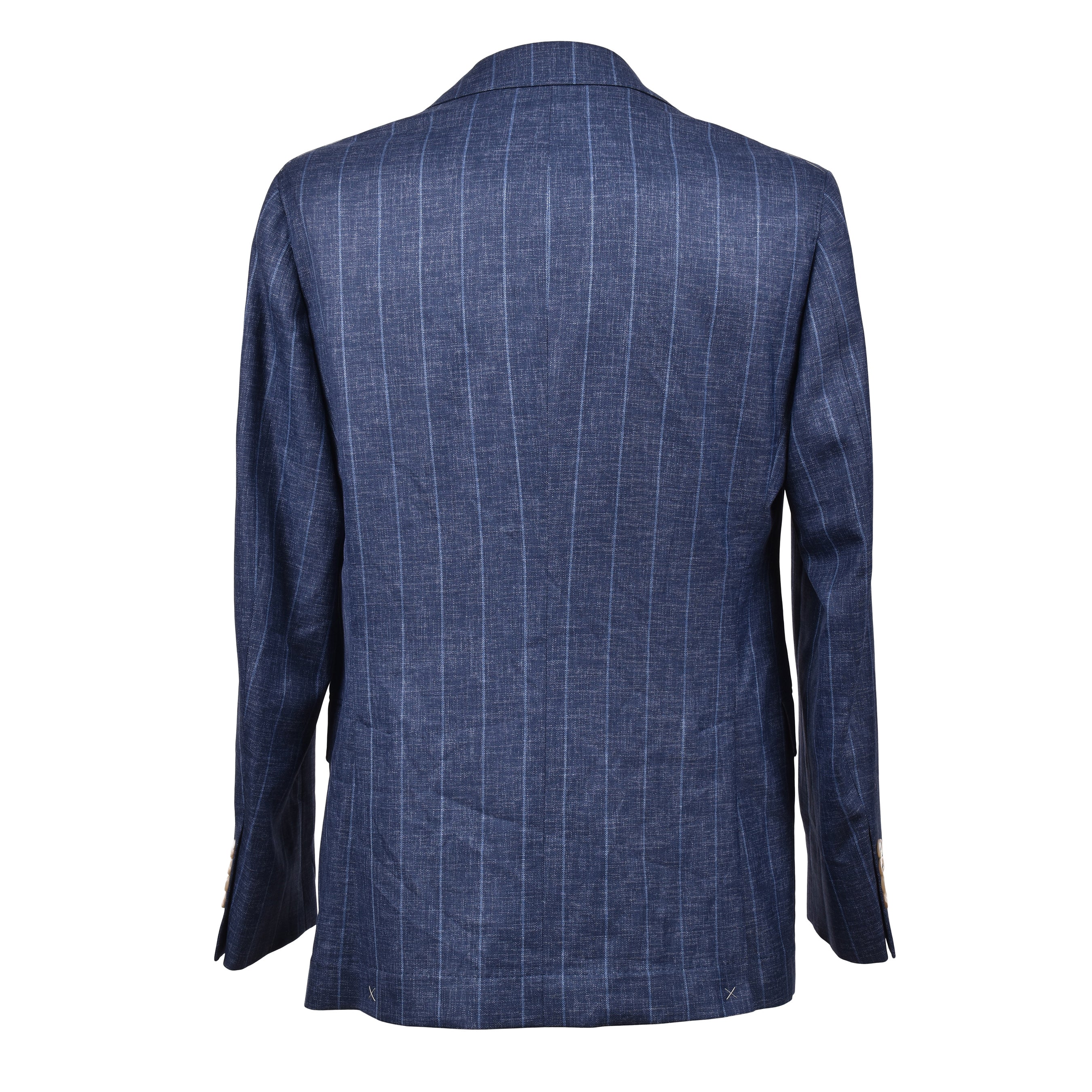 BRUNELLO CUCINELLI MEN'S BLUE VIRGIN WOOL PINSTRIPED SUIT