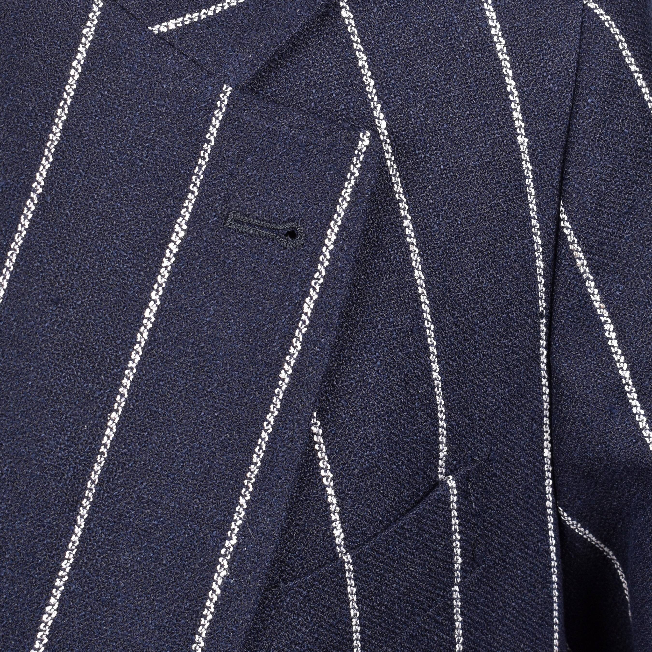 BRUNELLO CUCINELLI MEN'S NAVY LINEN BLEND STRIPED SUIT