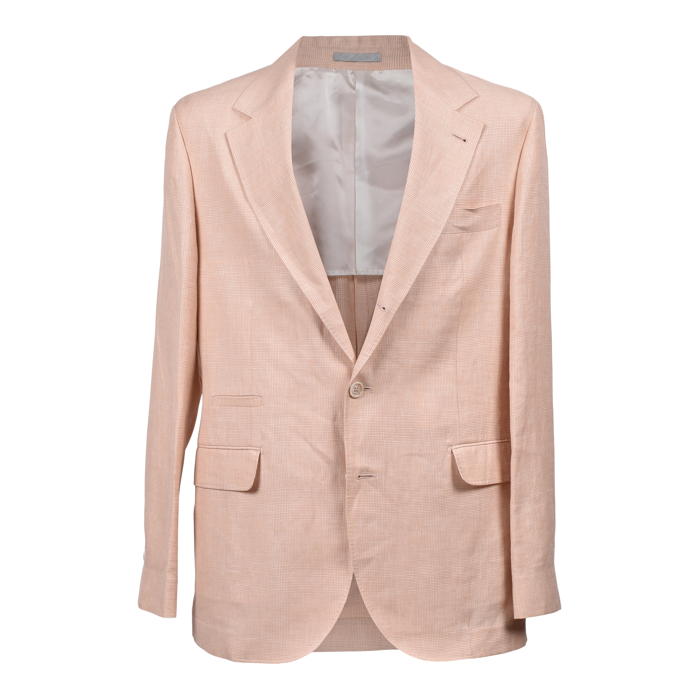 BRUNELLO CUCINELLI MEN'S PAPAYA WOOL LINEN BLEND SUIT