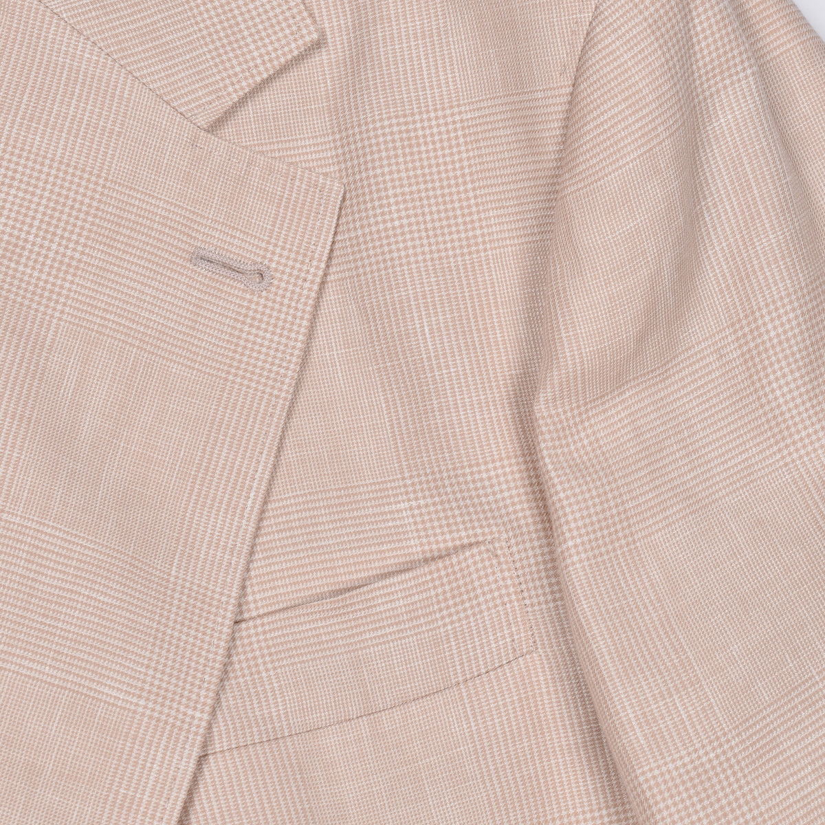 BRUNELLO CUCINELLI MEN'S LIGHT PINK WOOL LINEN SUIT