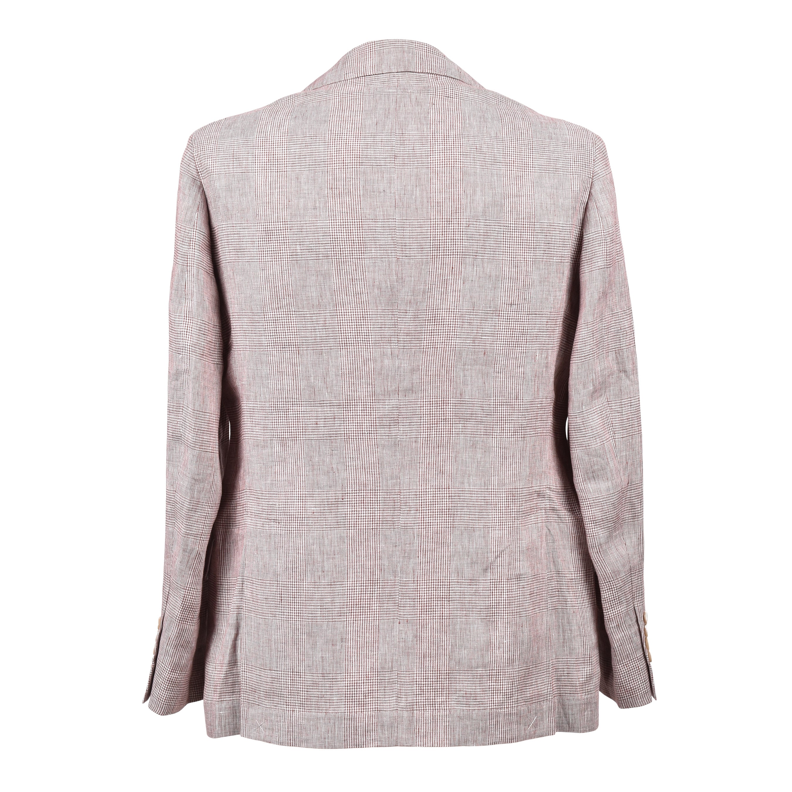 BRUNELLO CUCINELLI MEN'S GREY LINEN THREE-BUTTON SUIT JACKET
