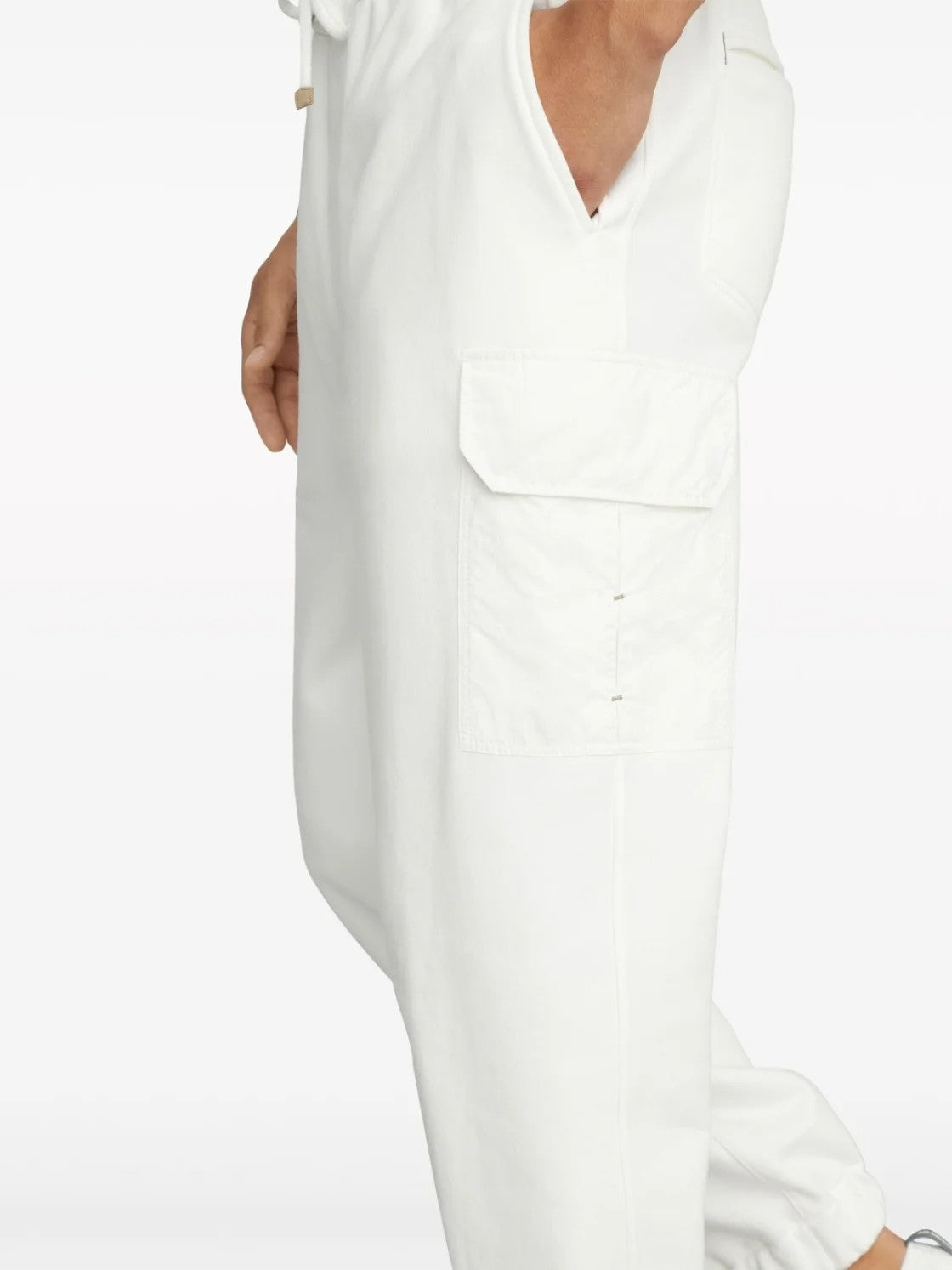 BRUNELLO CUCINELLI MEN'S OFF WHITE RELAXED TROUSERS