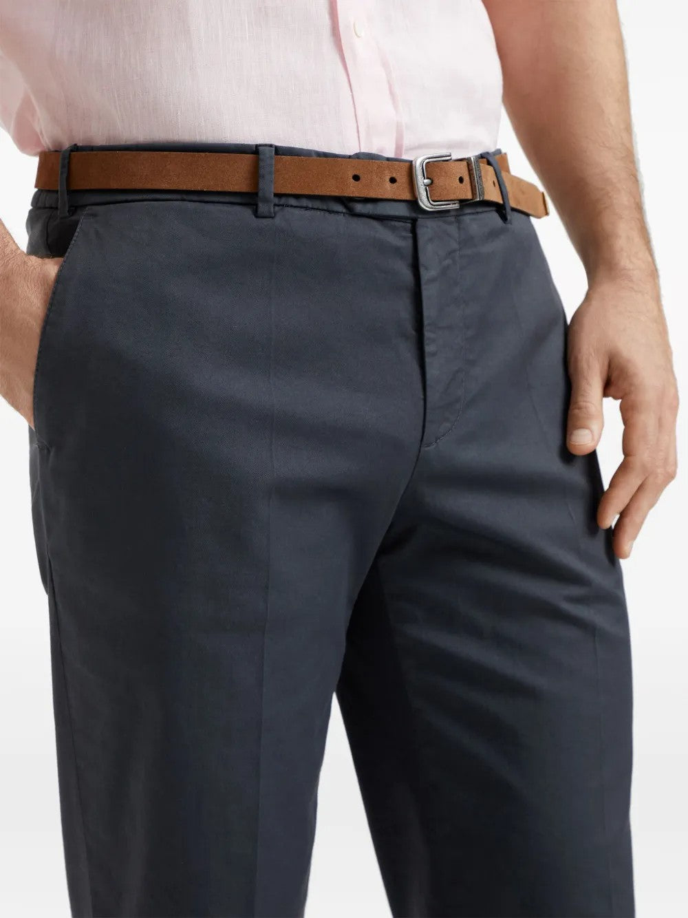 BRUNELLO CUCINELLI MEN'S ANTHRACITE TAILORED TROUSERS WITH CUFFS