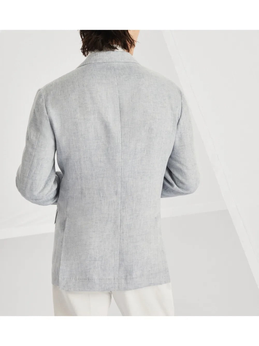 BRUNELLO CUCINELLI MEN'S LIGHT GREY LINEN BLAZER