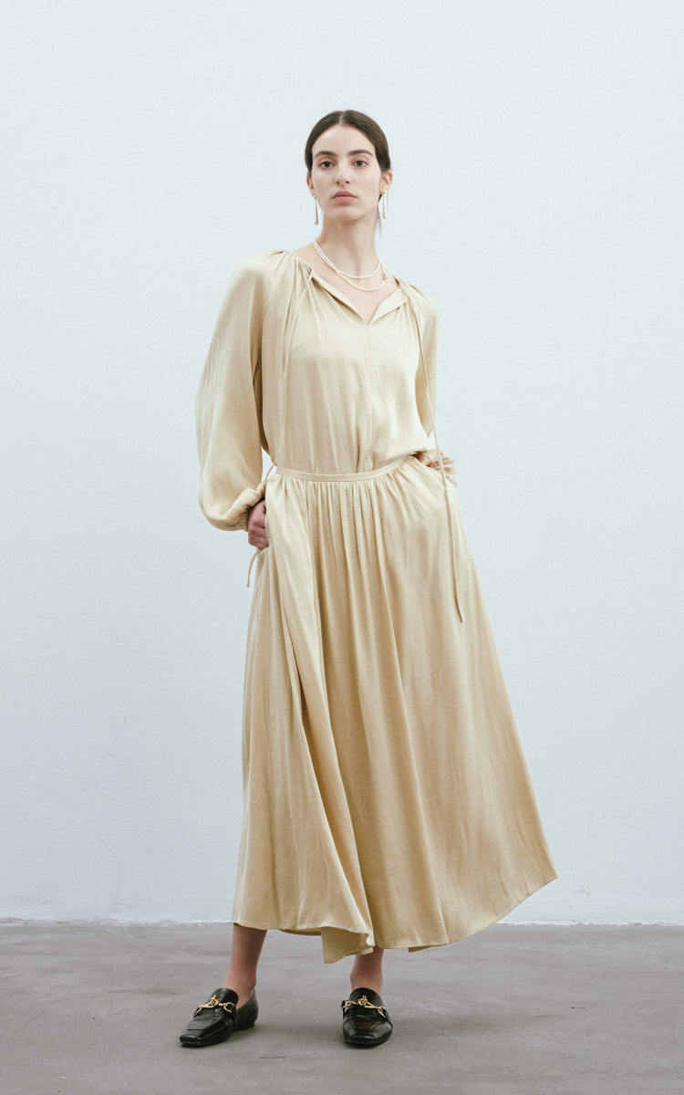 V-Neck Pleated Shirt