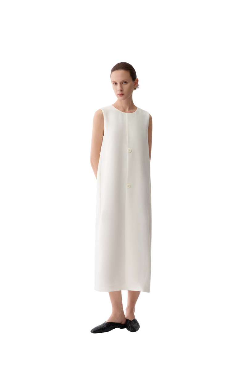 Max Simple Acetate Tank Dress White MSES260002W