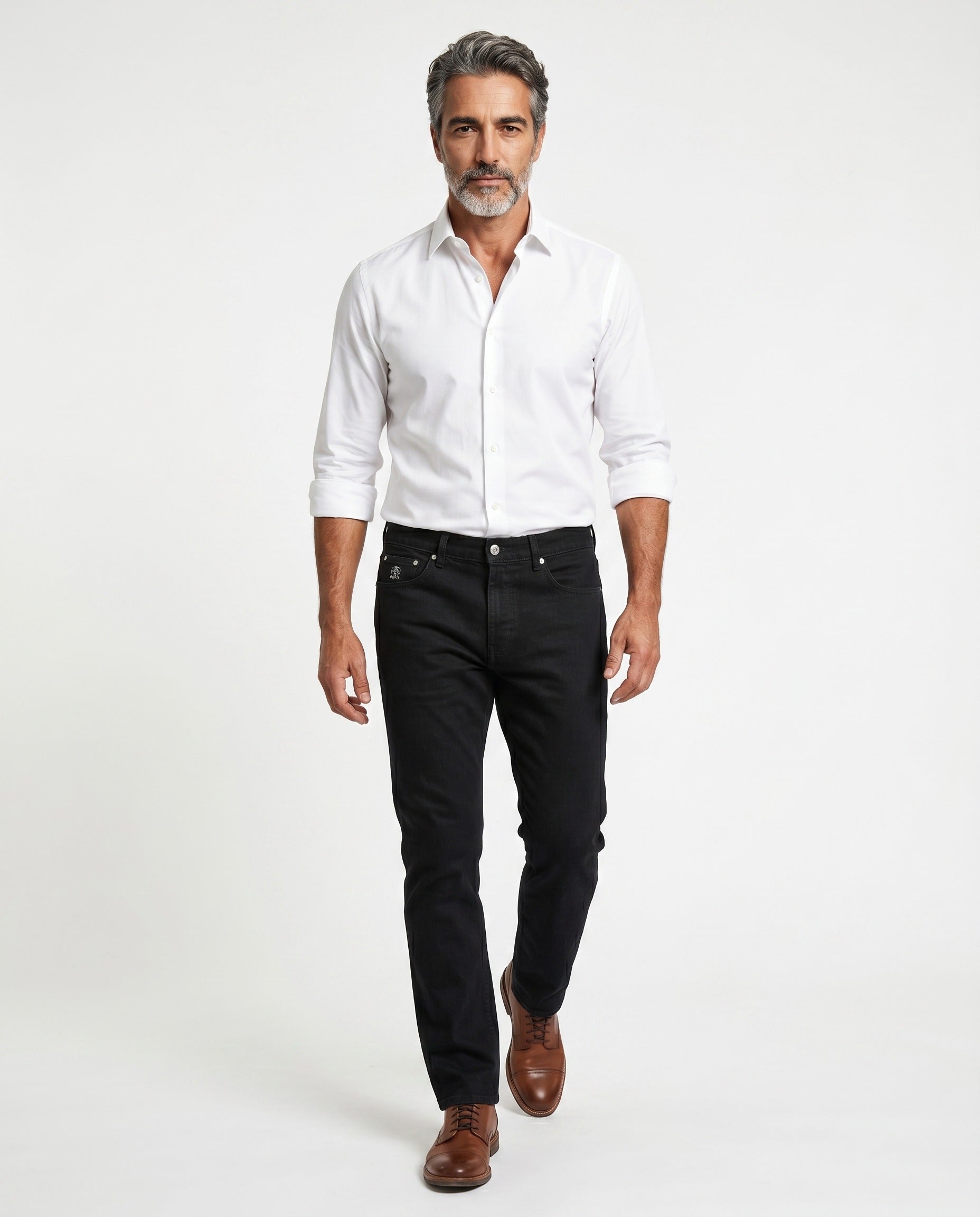 BRUNELLO CUCINELLI MEN'S BLACK FIVE-POCKET DENIM TROUSERS