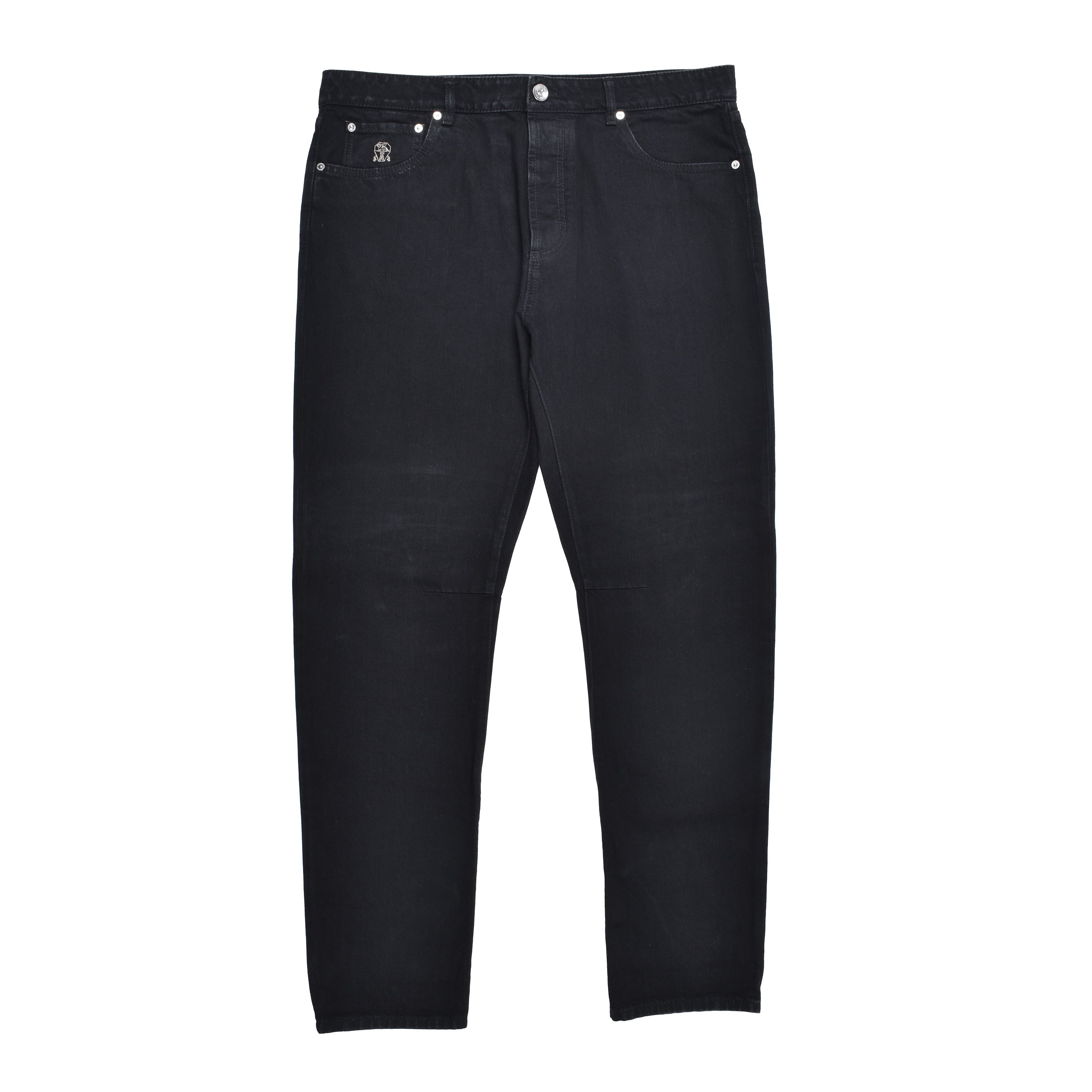 BRUNELLO CUCINELLI MEN'S BLACK FIVE-POCKET DENIM TROUSERS