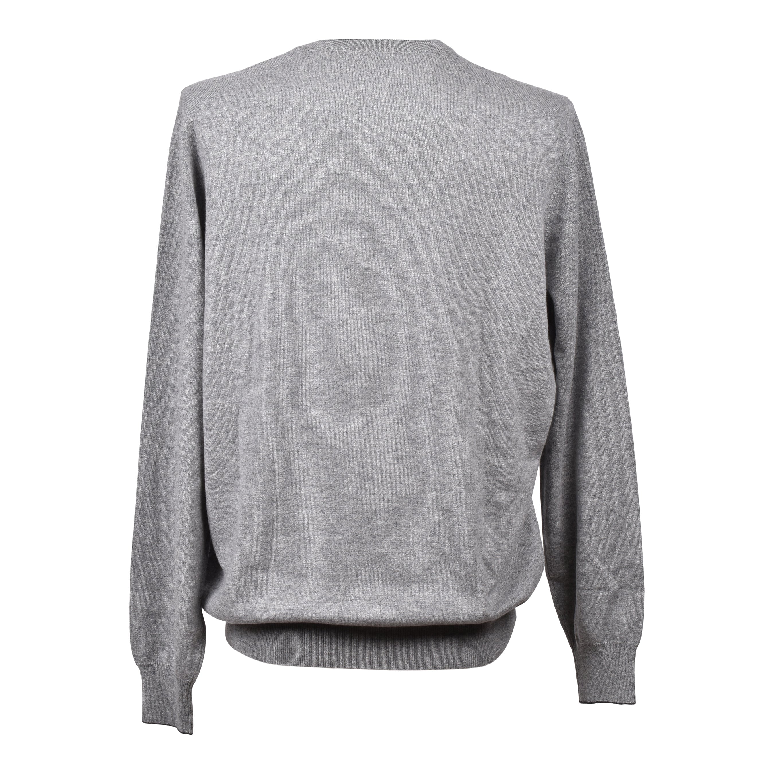 BRUNELLO CUCINELLI MEN'S GRAY CASHMERE V-NECK PULLOVER SWEATER