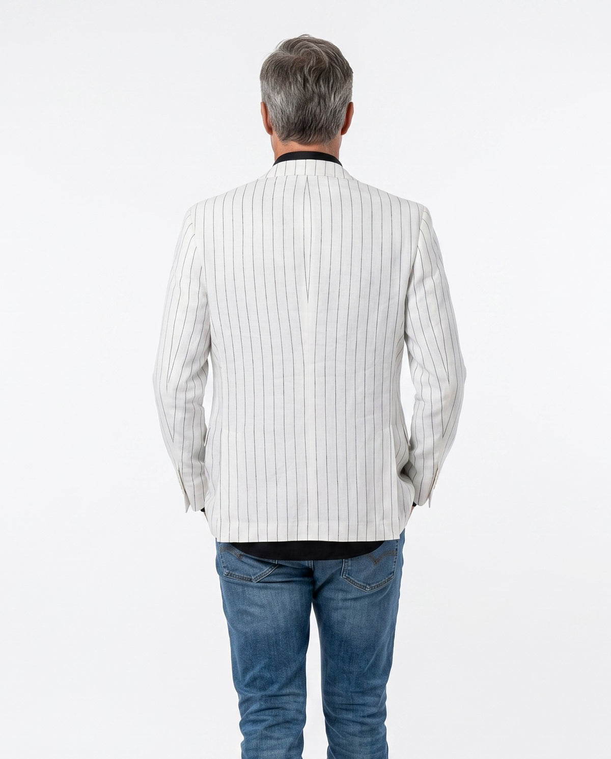 BRUNELLO CUCINELLI MEN'S WHITE LINEN DOUBLE BREASTED BLAZER