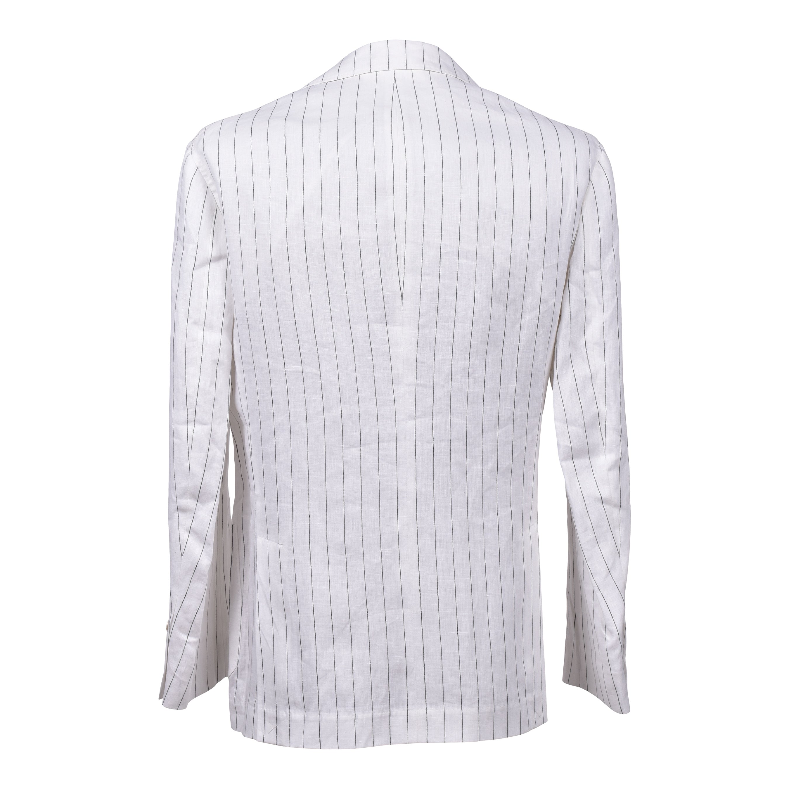 BRUNELLO CUCINELLI MEN'S WHITE LINEN DOUBLE-BREASTED STRIPED BLAZER