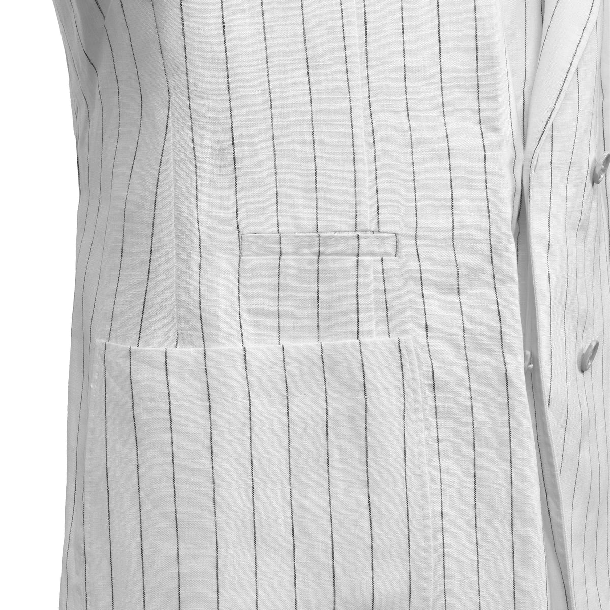 BRUNELLO CUCINELLI MEN'S WHITE LINEN DOUBLE BREASTED BLAZER