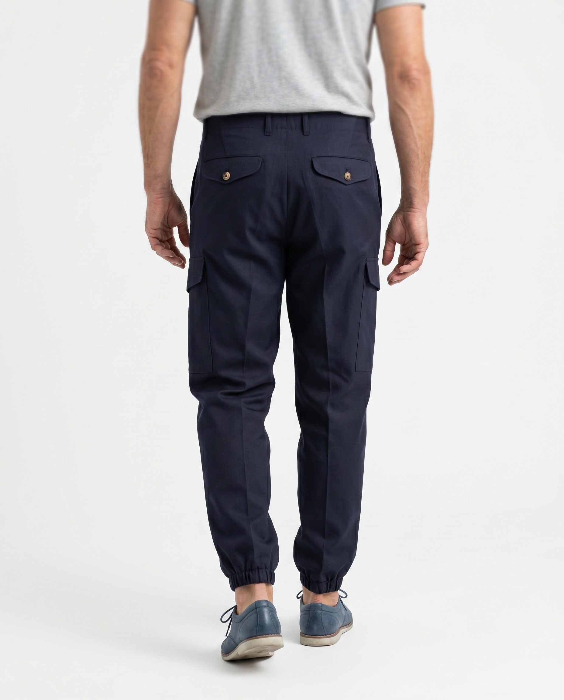 BRUNELLO CUCINELLI MEN'S NAVY VIRGIN WOOL CARGO TROUSERS