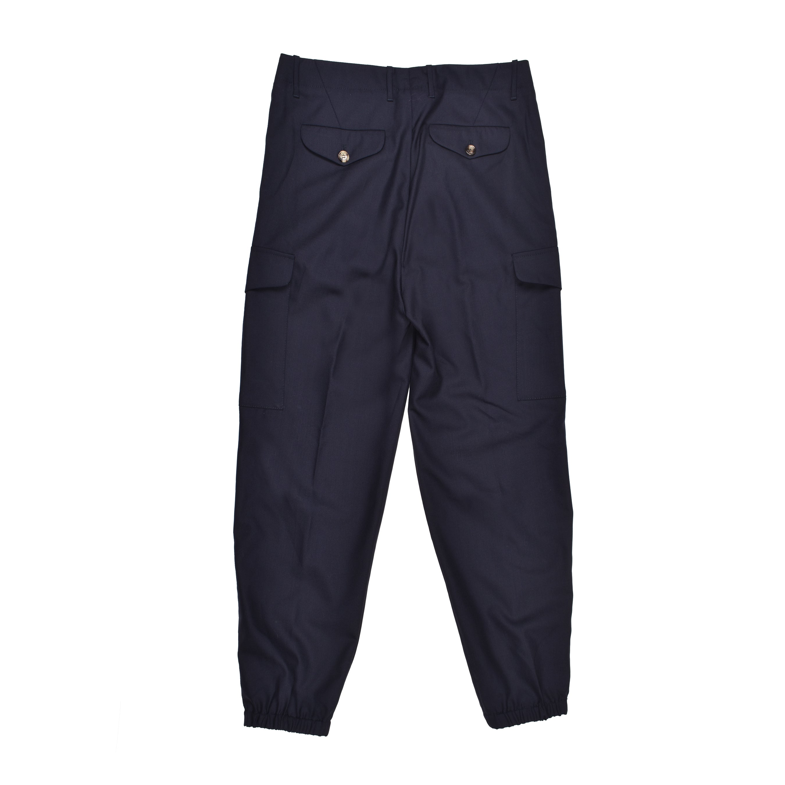 BRUNELLO CUCINELLI MEN'S NAVY VIRGIN WOOL CARGO TROUSERS