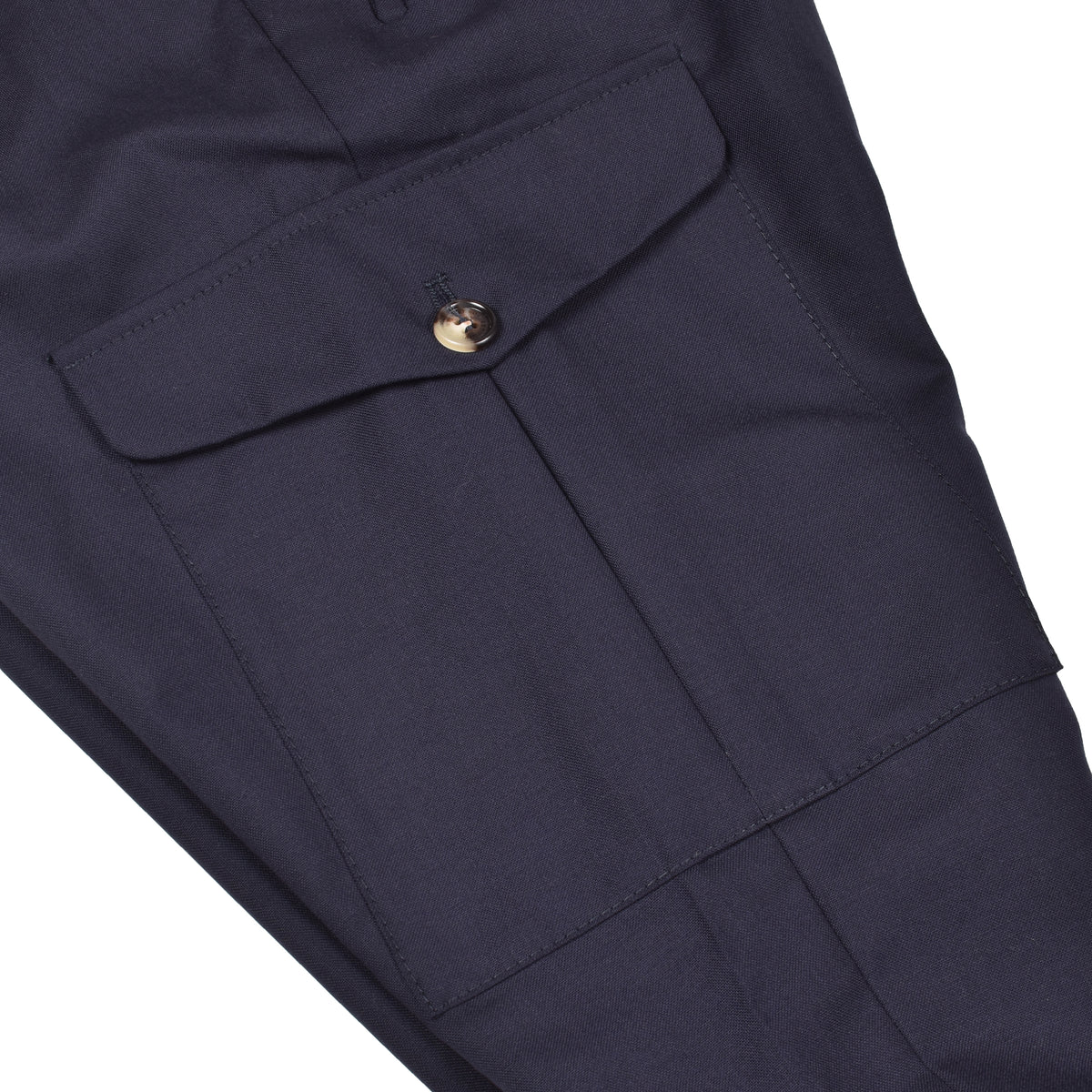 BRUNELLO CUCINELLI MEN'S NAVY VIRGIN WOOL CARGO TROUSERS