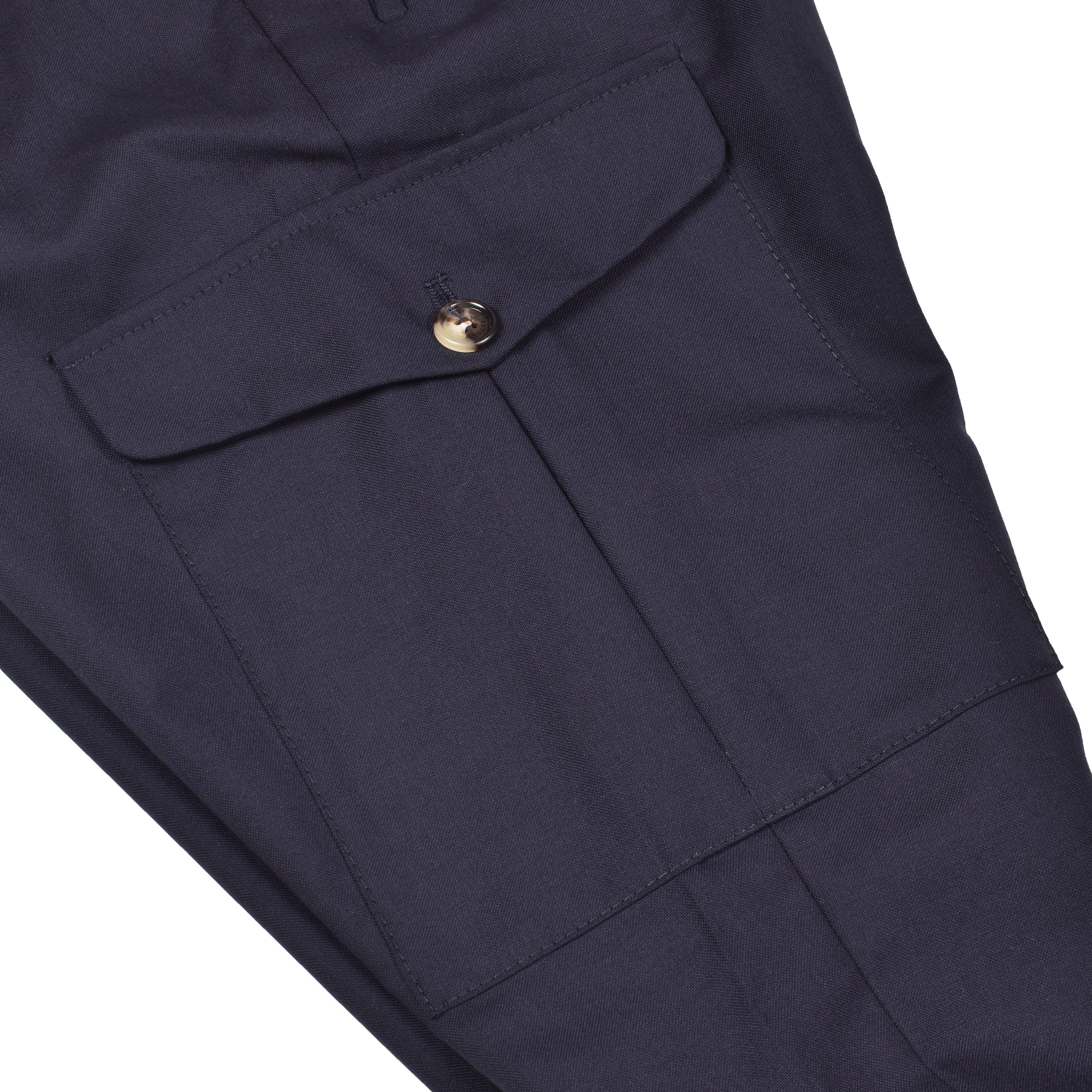 BRUNELLO CUCINELLI MEN'S NAVY VIRGIN WOOL CARGO TROUSERS