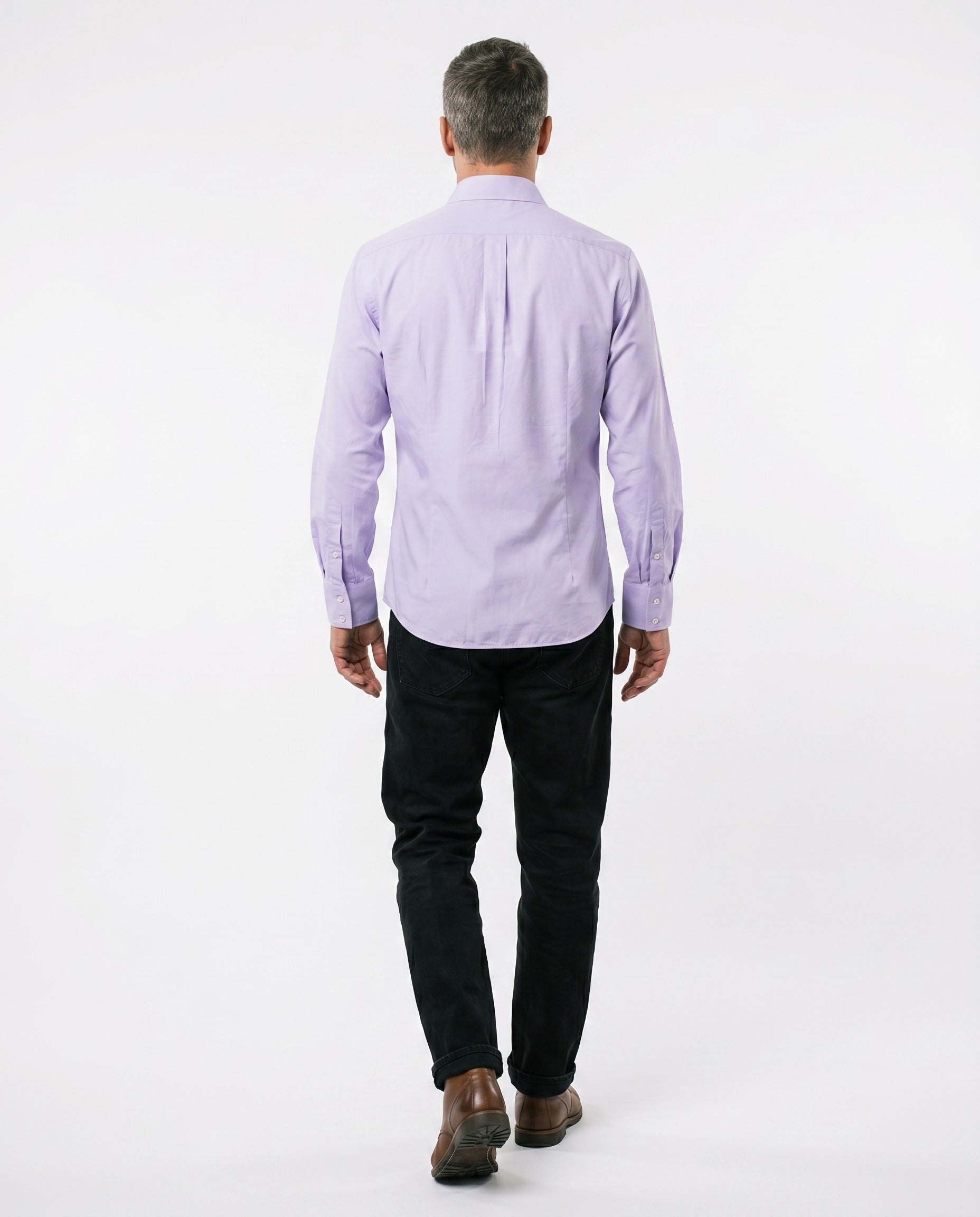 BRUNELLO CUCINELLI MEN'S LAVENDER COTTON DRESS SHIRT