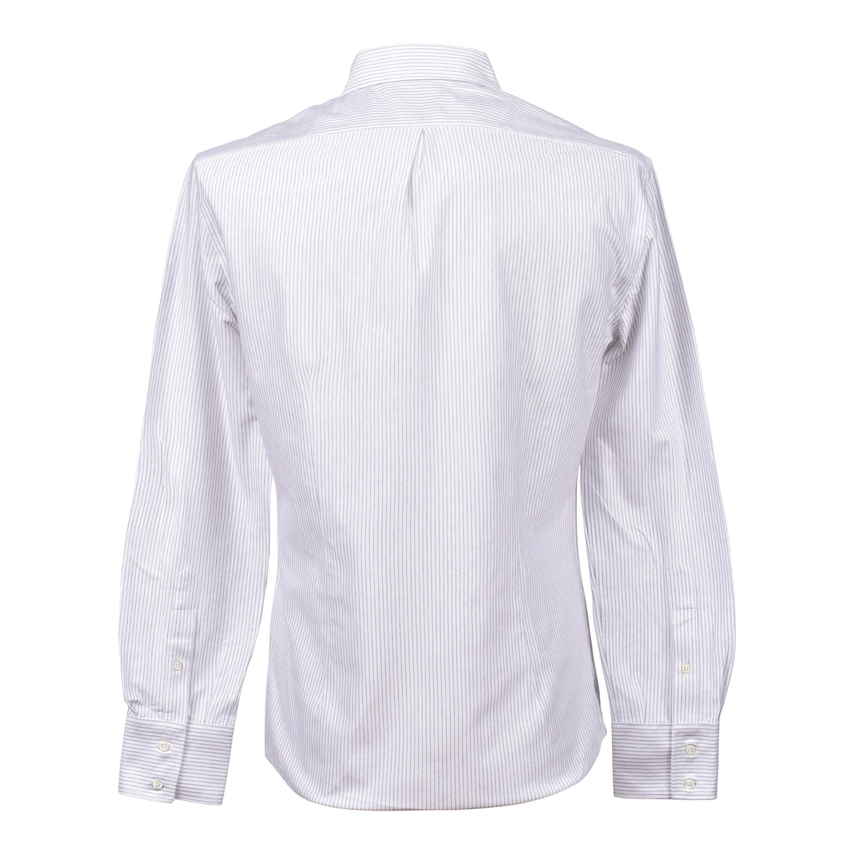 BRUNELLO CUCINELLI MEN'S WHITE MOCHA STRIPED DRESS SHIRT