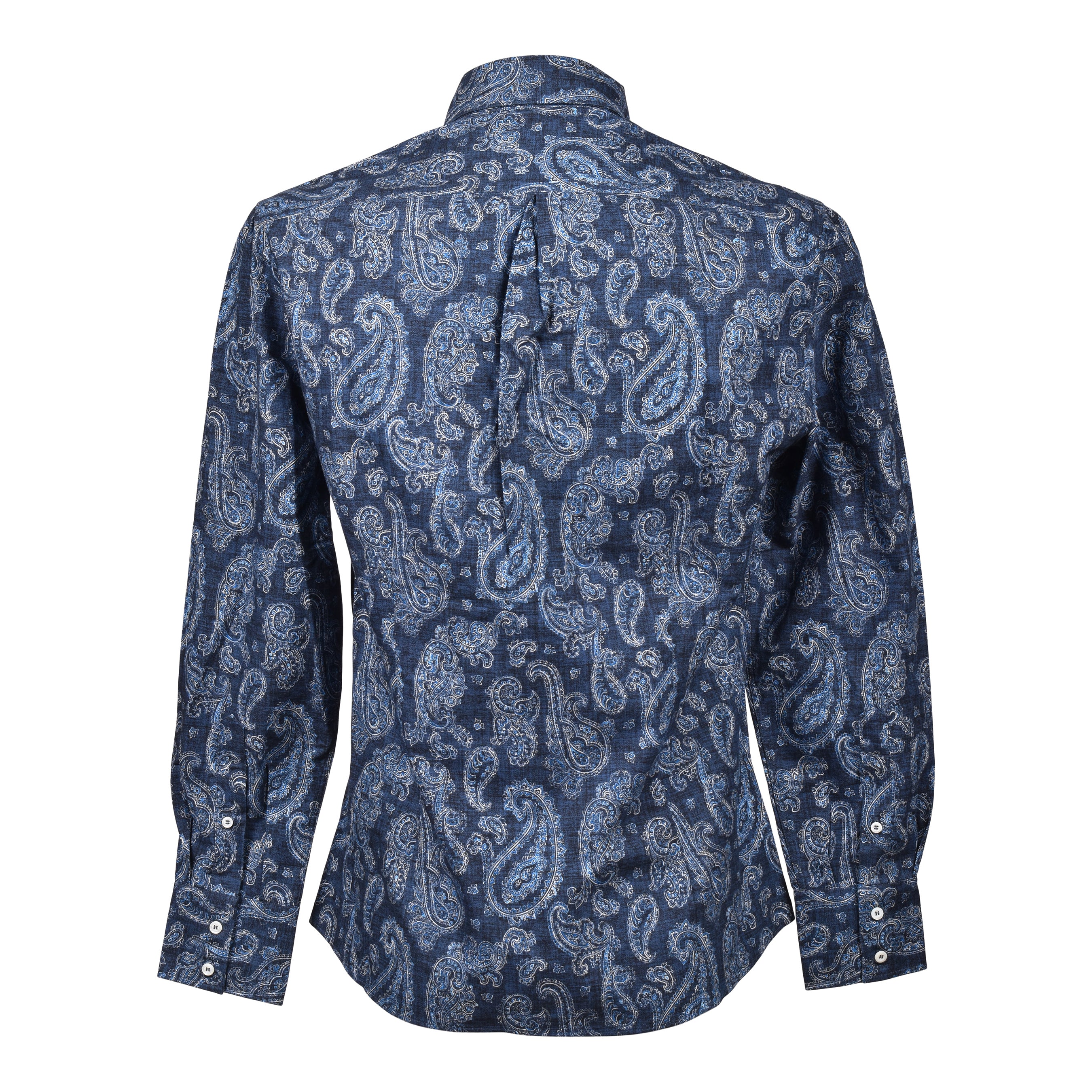 BRUNELLO CUCINELLI MEN'S BLUE PAISLEY SLIM FIT SHIRT