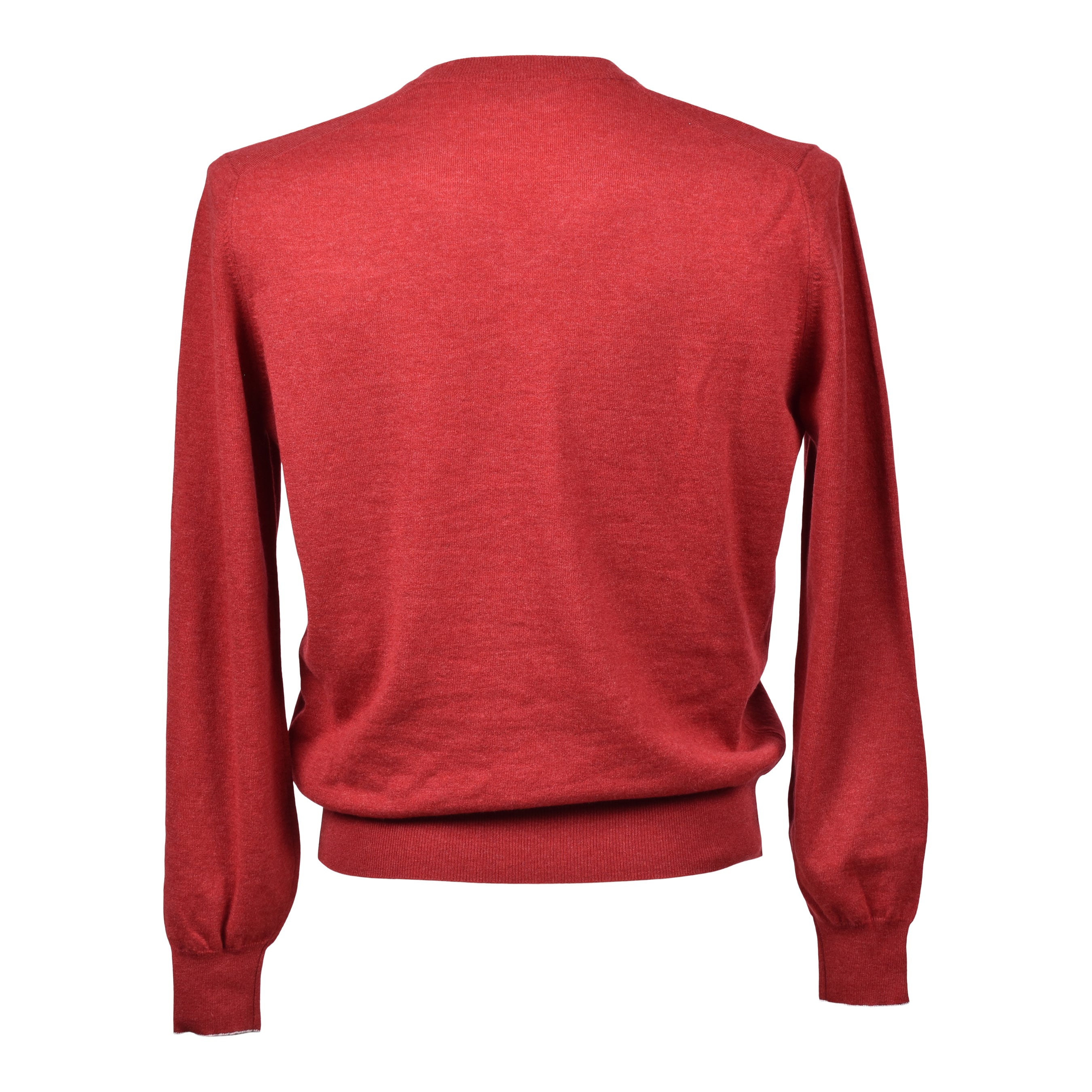 BRUNELLO CUCINELLI MEN'S RED CASHMERE V-NECK SWEATER