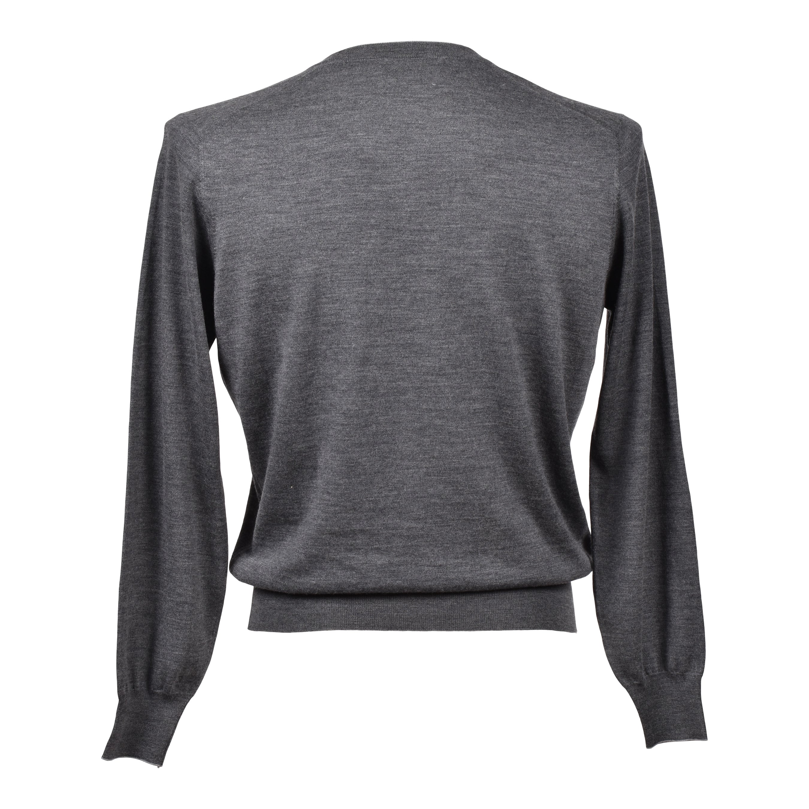 BRUNELLO CUCINELLI MEN'S GRAY VIRGIN WOOL V-NECK SWEATER