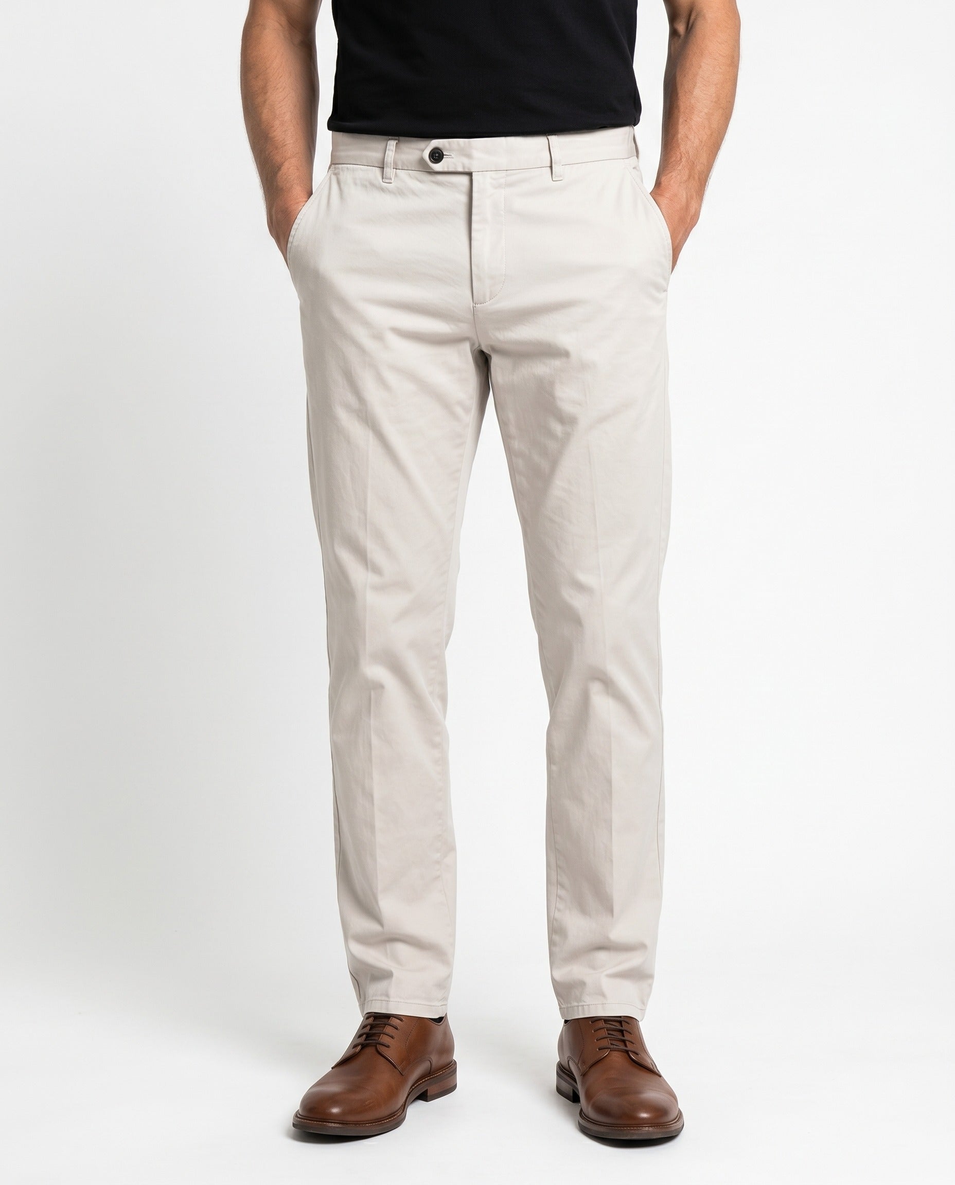 BRUNELLO CUCINELLI MEN'S LIGHT BEIGE TAILORED TROUSERS