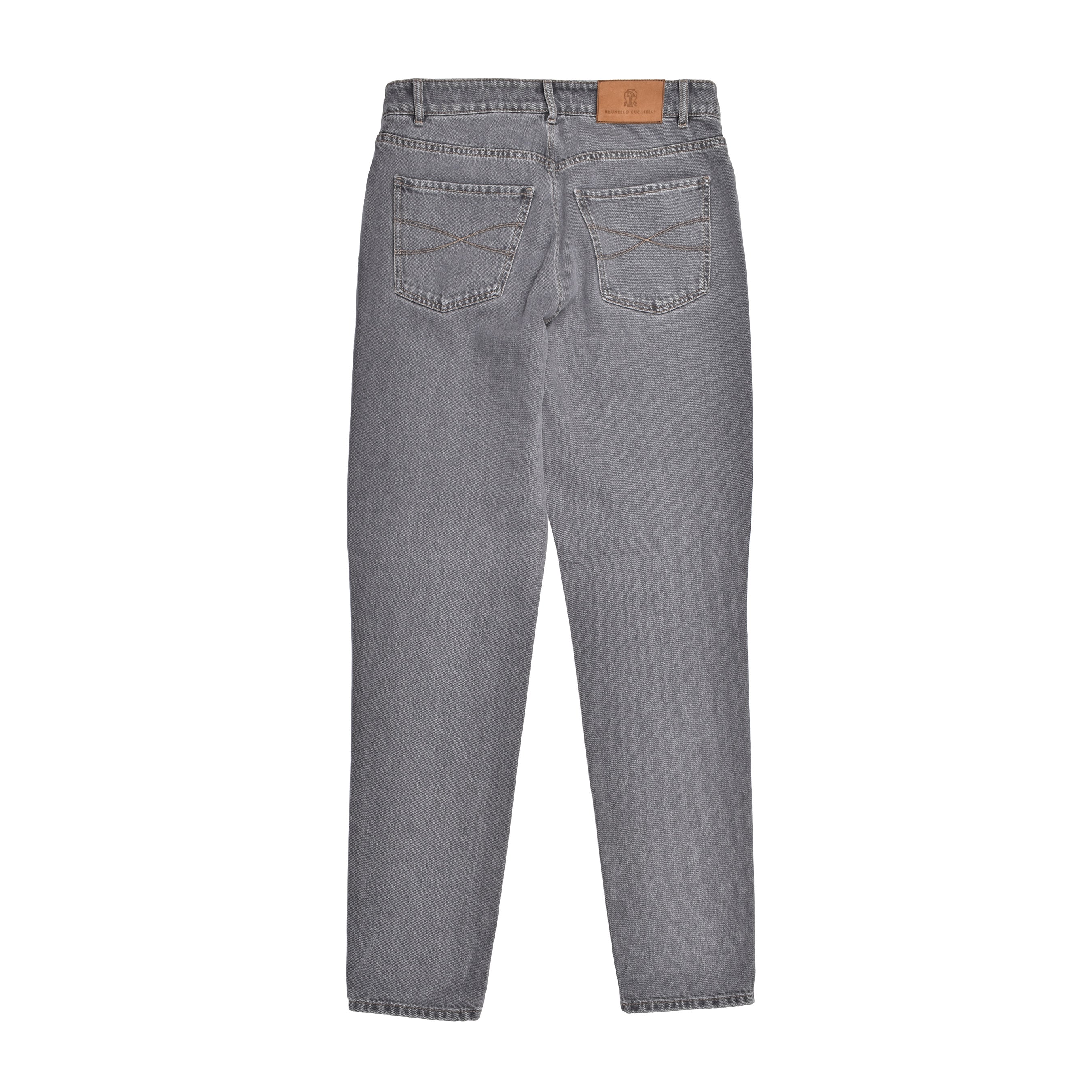 BRUNELLO CUCINELLI MEN'S GRAY DENIM FIVE-POCKET JEANS