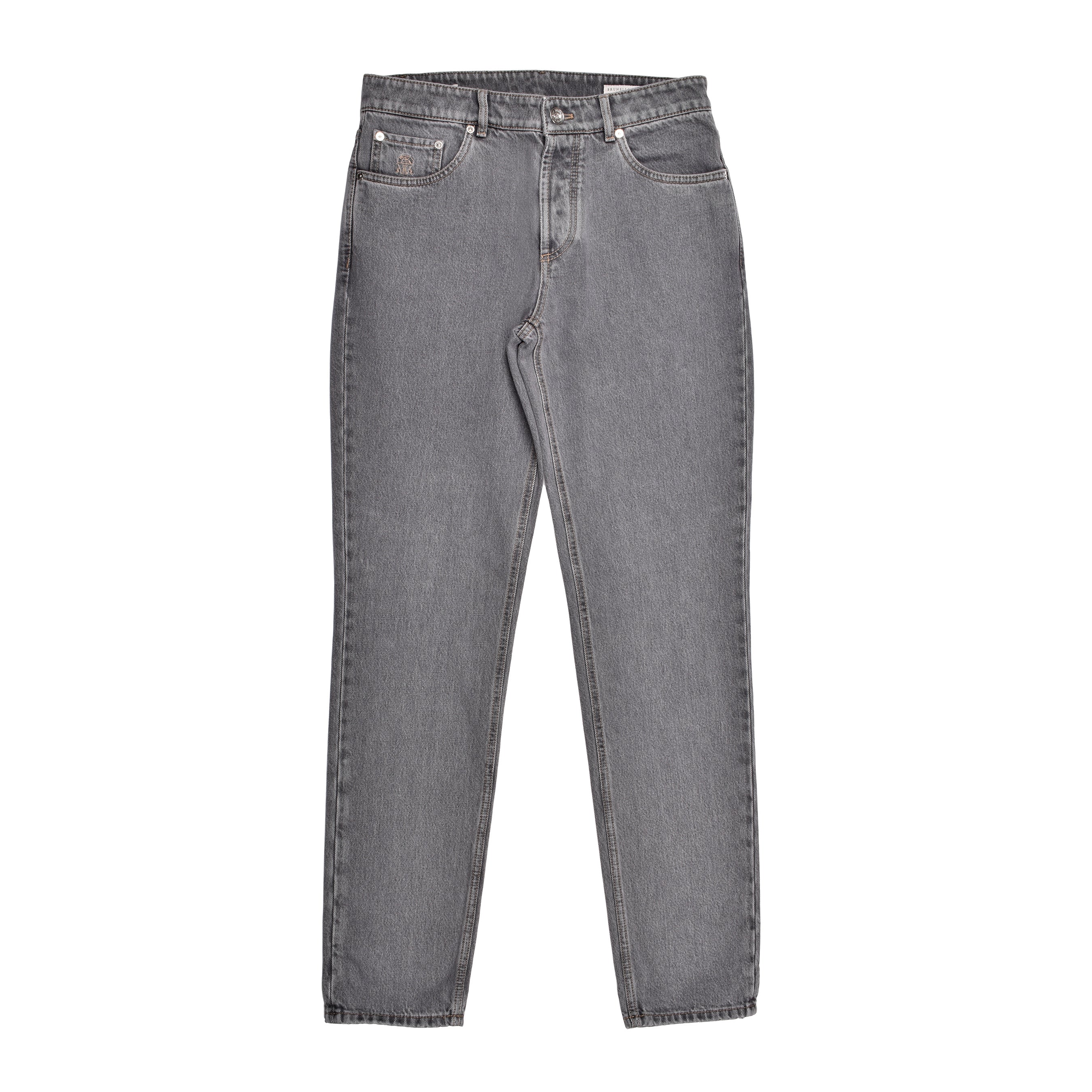 BRUNELLO CUCINELLI MEN'S GRAY DENIM FIVE-POCKET JEANS