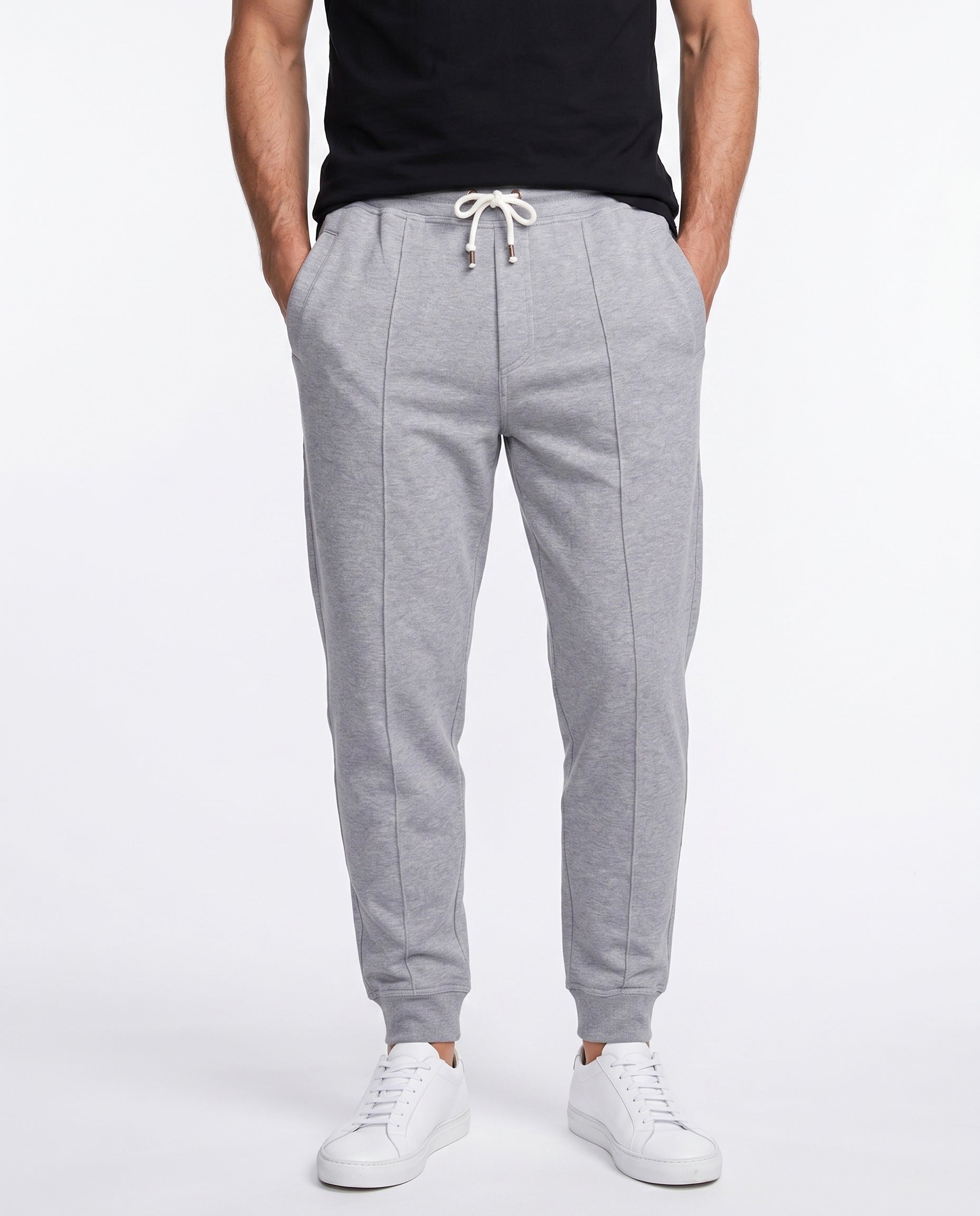 BRUNELLO CUCINELLI MEN'S MEDIUM GREY TAILORED JOGGER PANTS