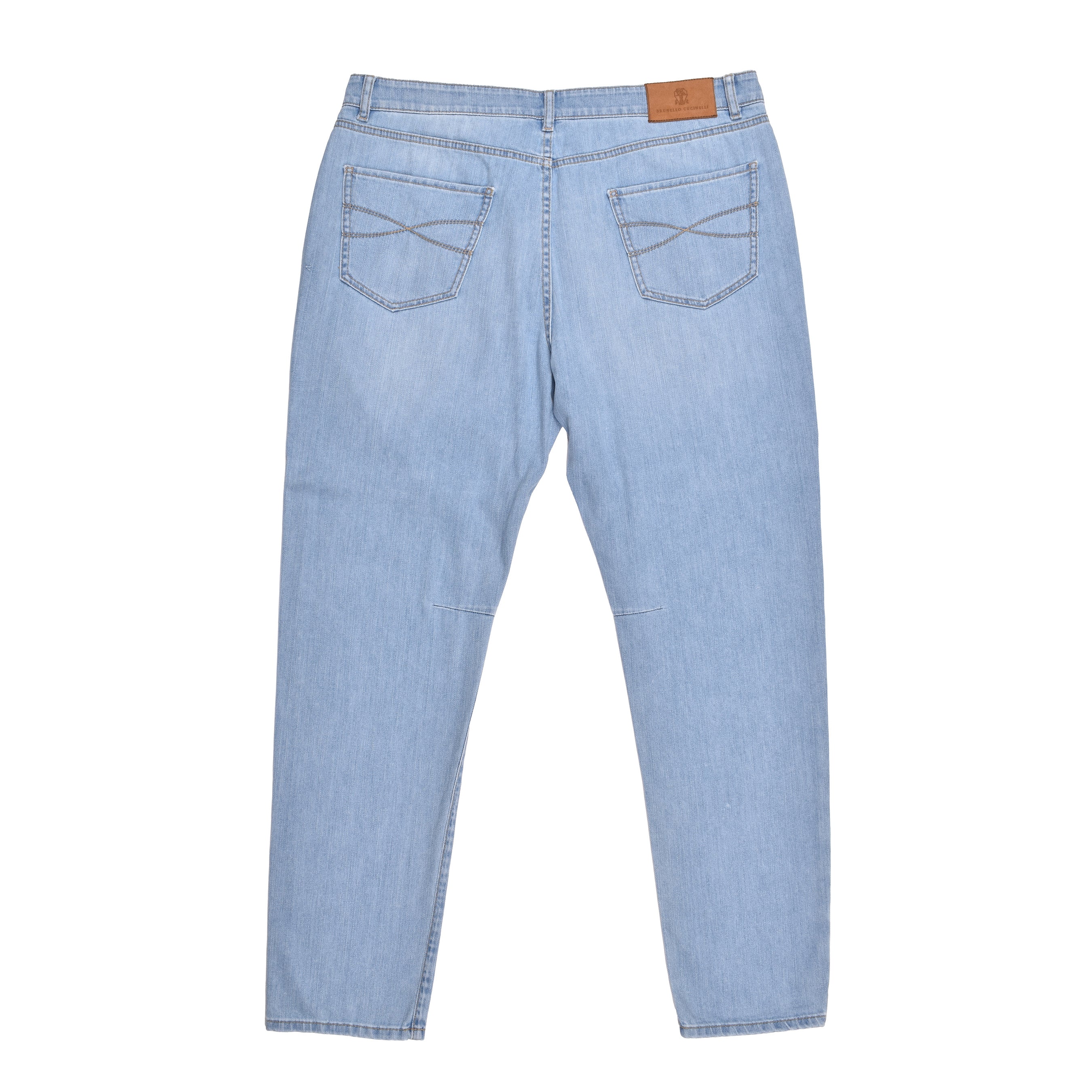 BRUNELLO CUCINELLI MEN'S LIGHT BLUE DENIM LEISURE TROUSERS