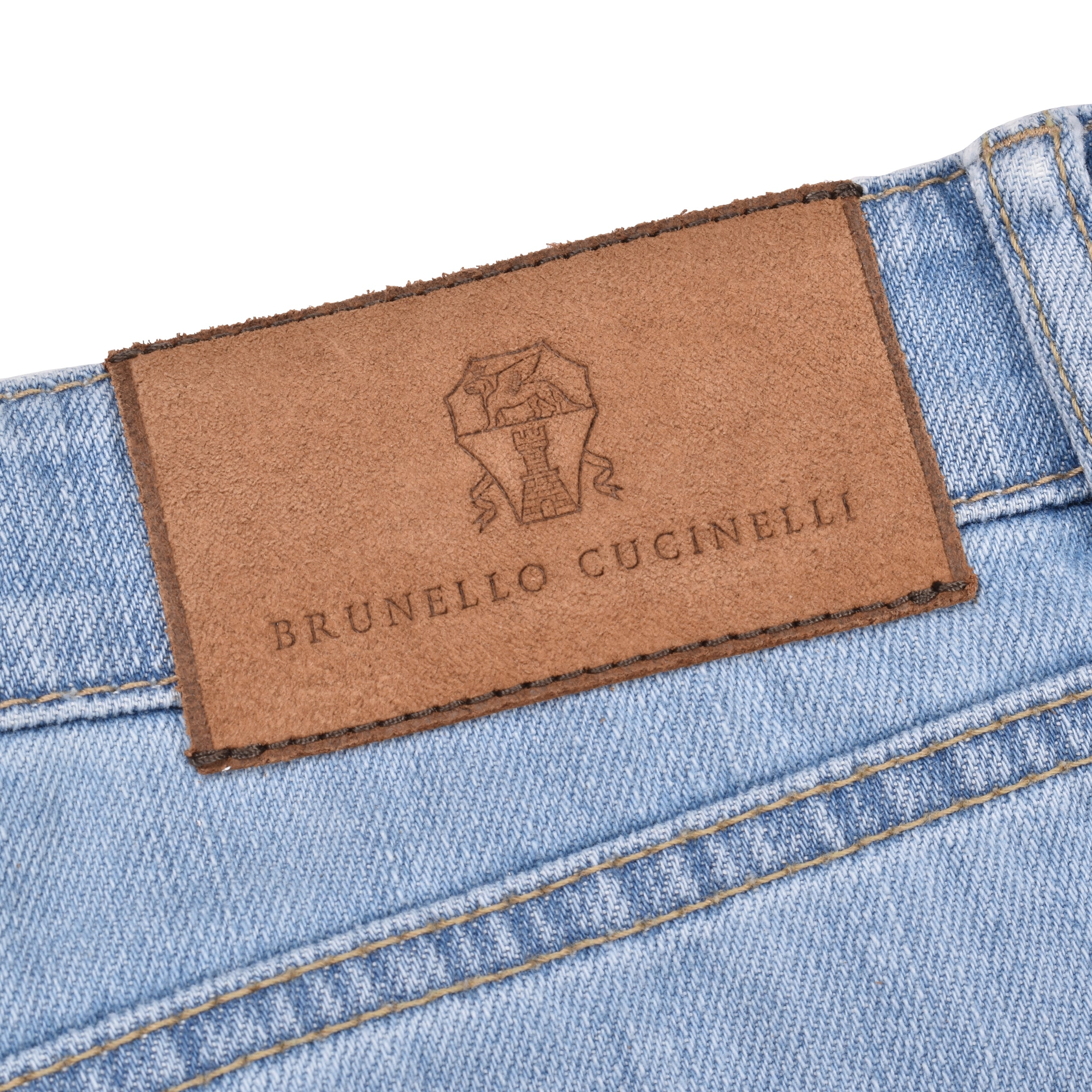 BRUNELLO CUCINELLI MEN'S LIGHT BLUE DENIM LEISURE TROUSERS