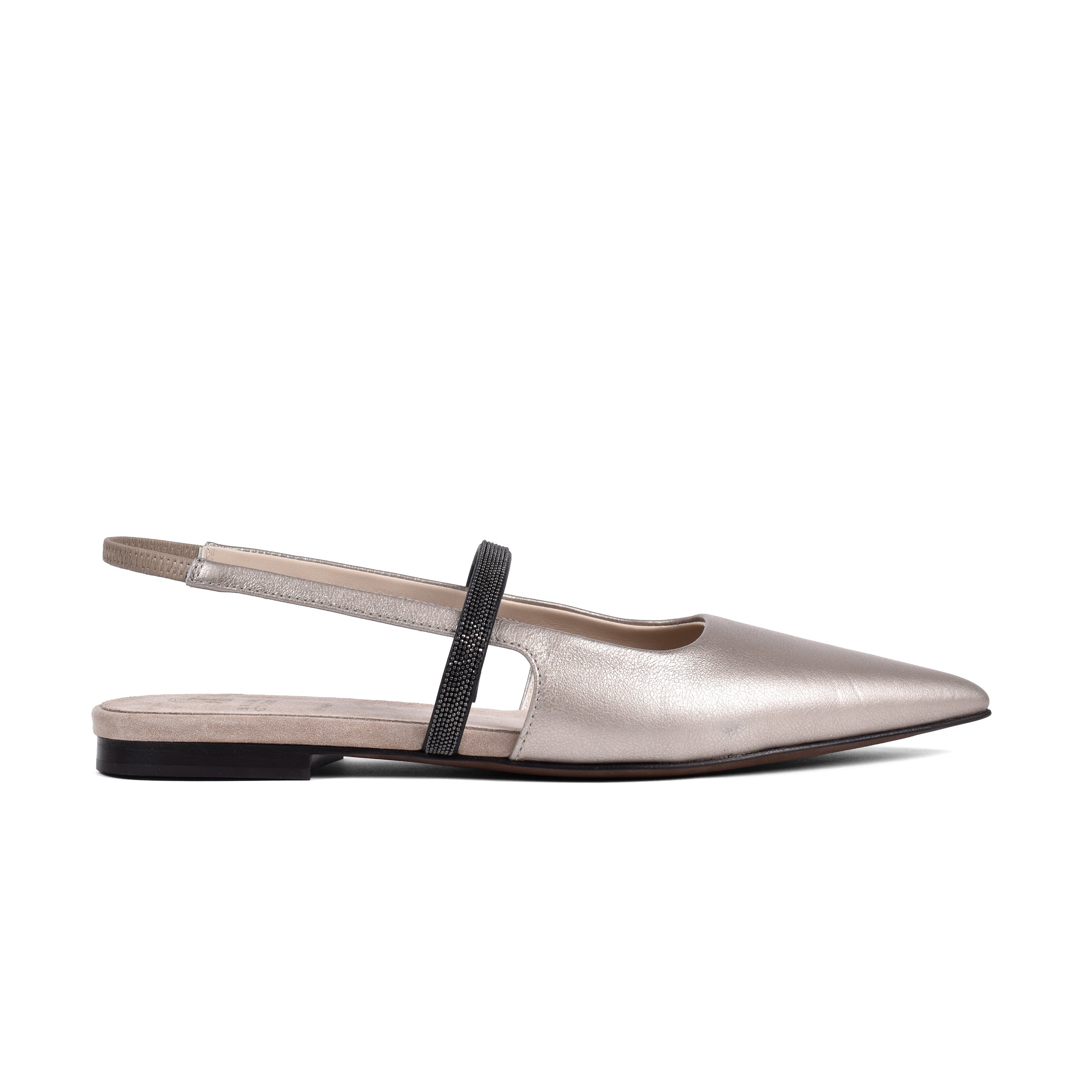 BRUNELLO CUCINELLI WOMEN'S METALLIC LEATHER SLINGBACK SHOES