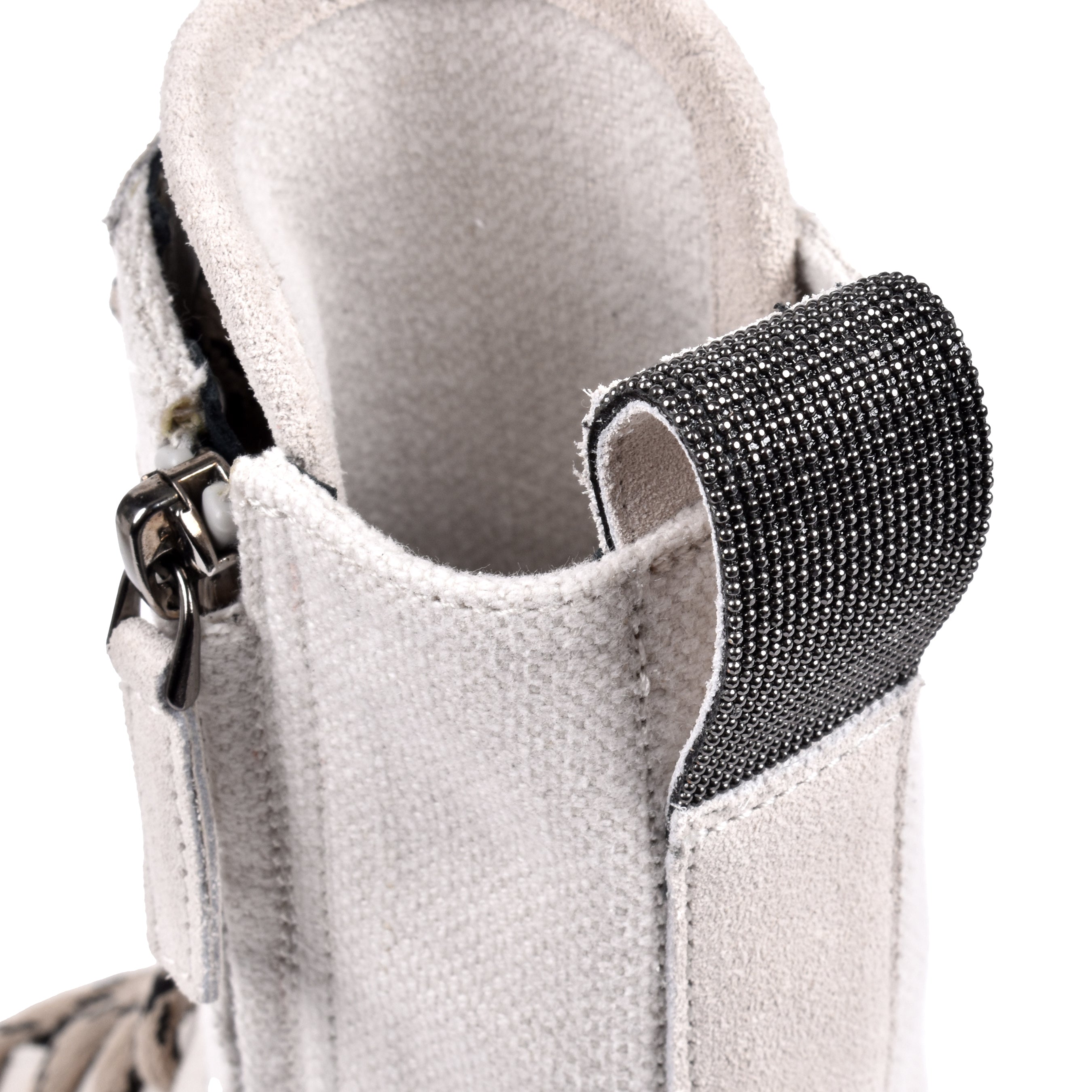 BRUNELLO CUCINELLI WOMEN'S LIGHT BEIGE CANVAS COMBAT BOOTS