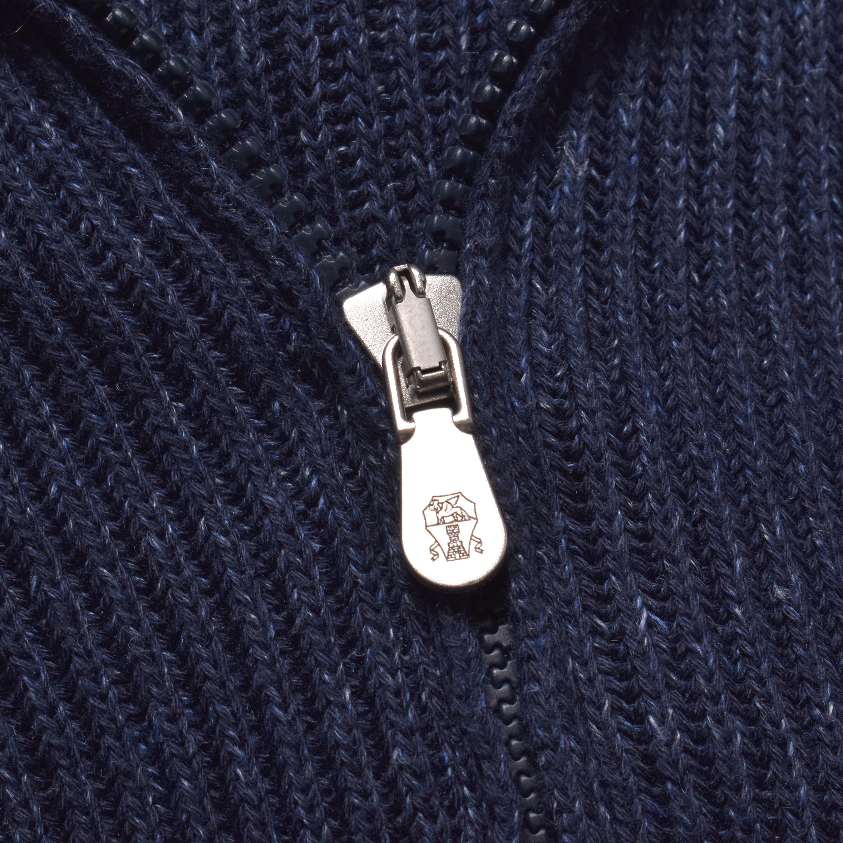 BRUNELLO CUCINELLI MEN'S NAVY KNIT ZIP-UP HOODIE SWEATER