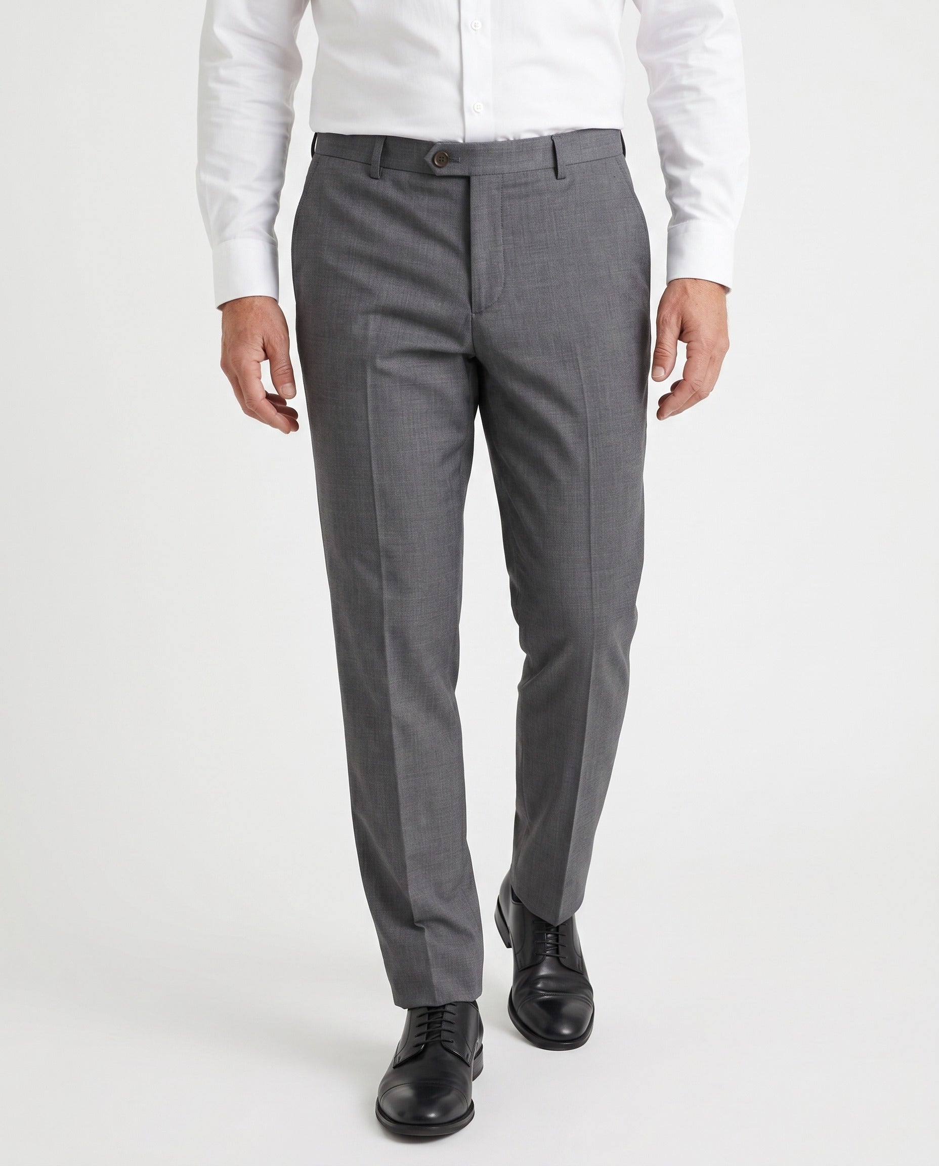 BRUNELLO CUCINELLI MEN'S LEAD GREY VIRGIN WOOL TROUSERS