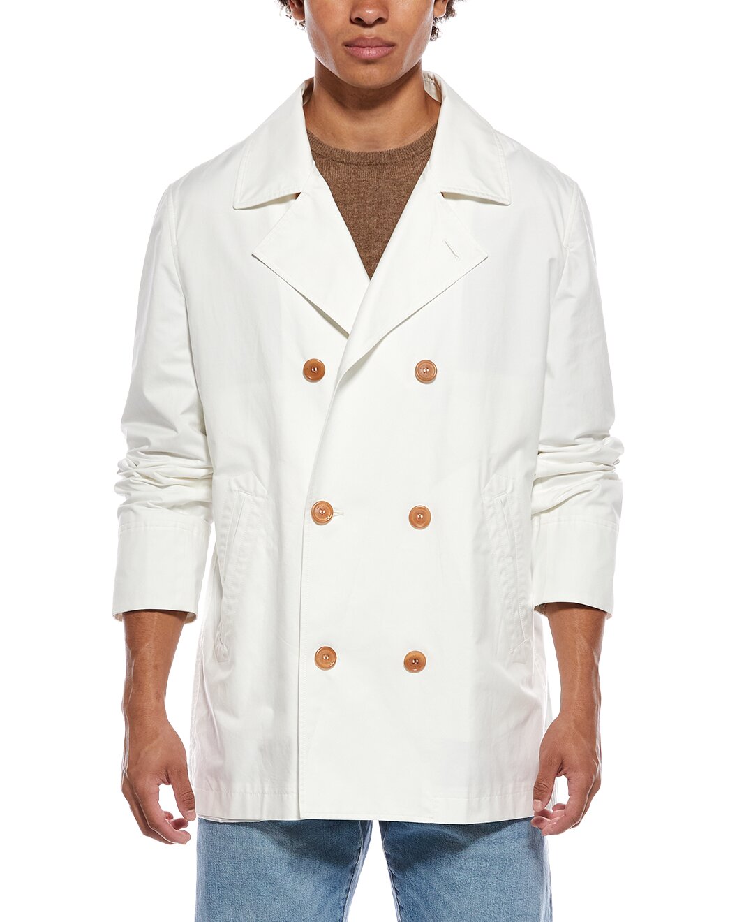 BRUNELLO CUCINELLI MEN'S OFF WHITE DOUBLE BREASTED JACKET