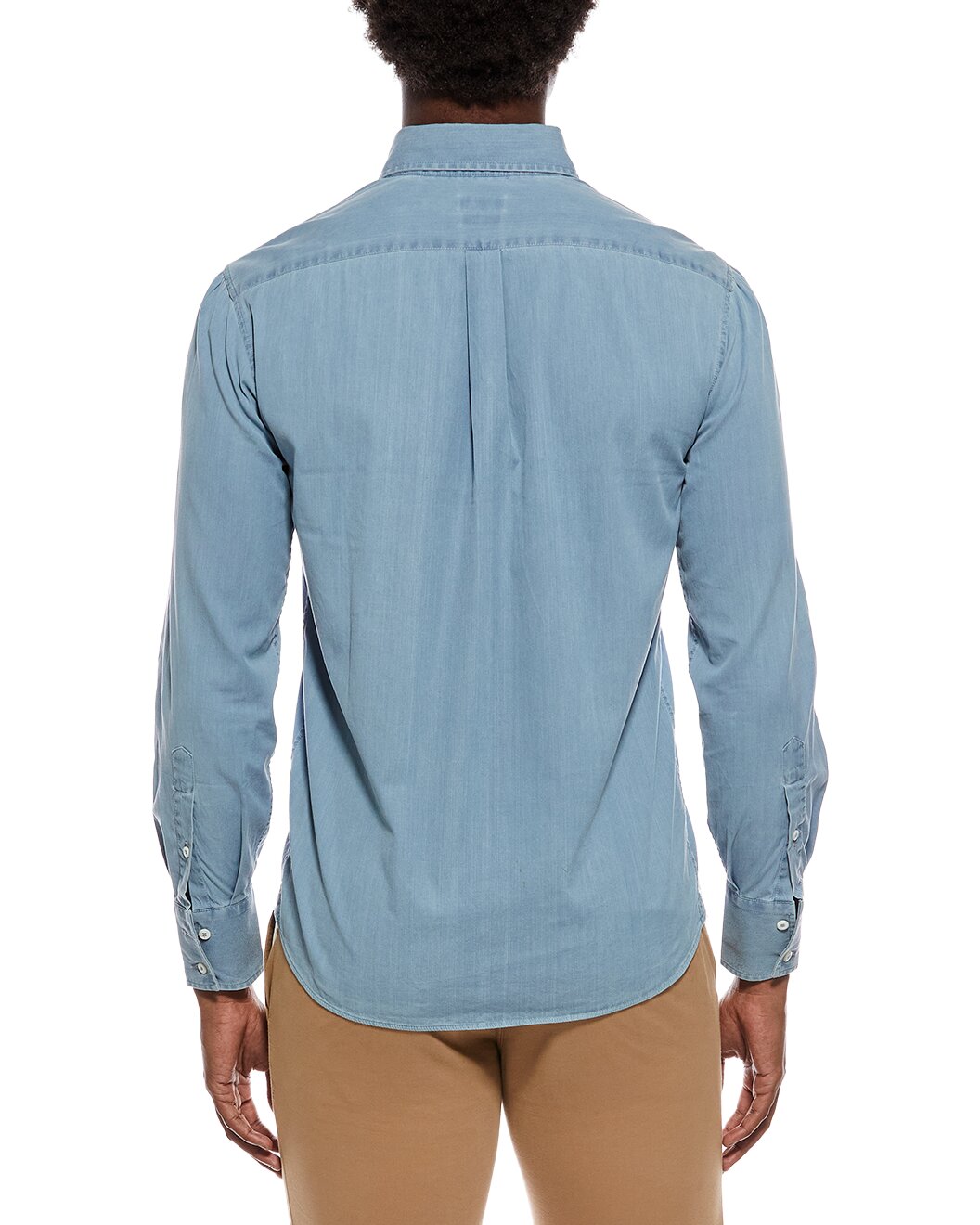 BRUNELLO CUCINELLI MEN'S LIGHT DENIM LONG SLEEVE SHIRT