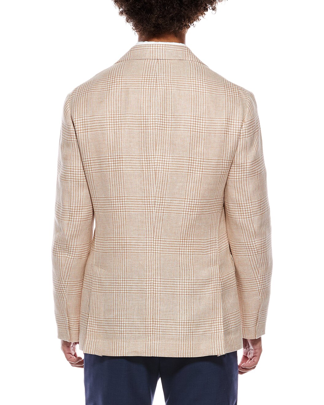 BRUNELLO CUCINELLI MEN'S PAPAYA LINEN WOOL CHECK BLAZER