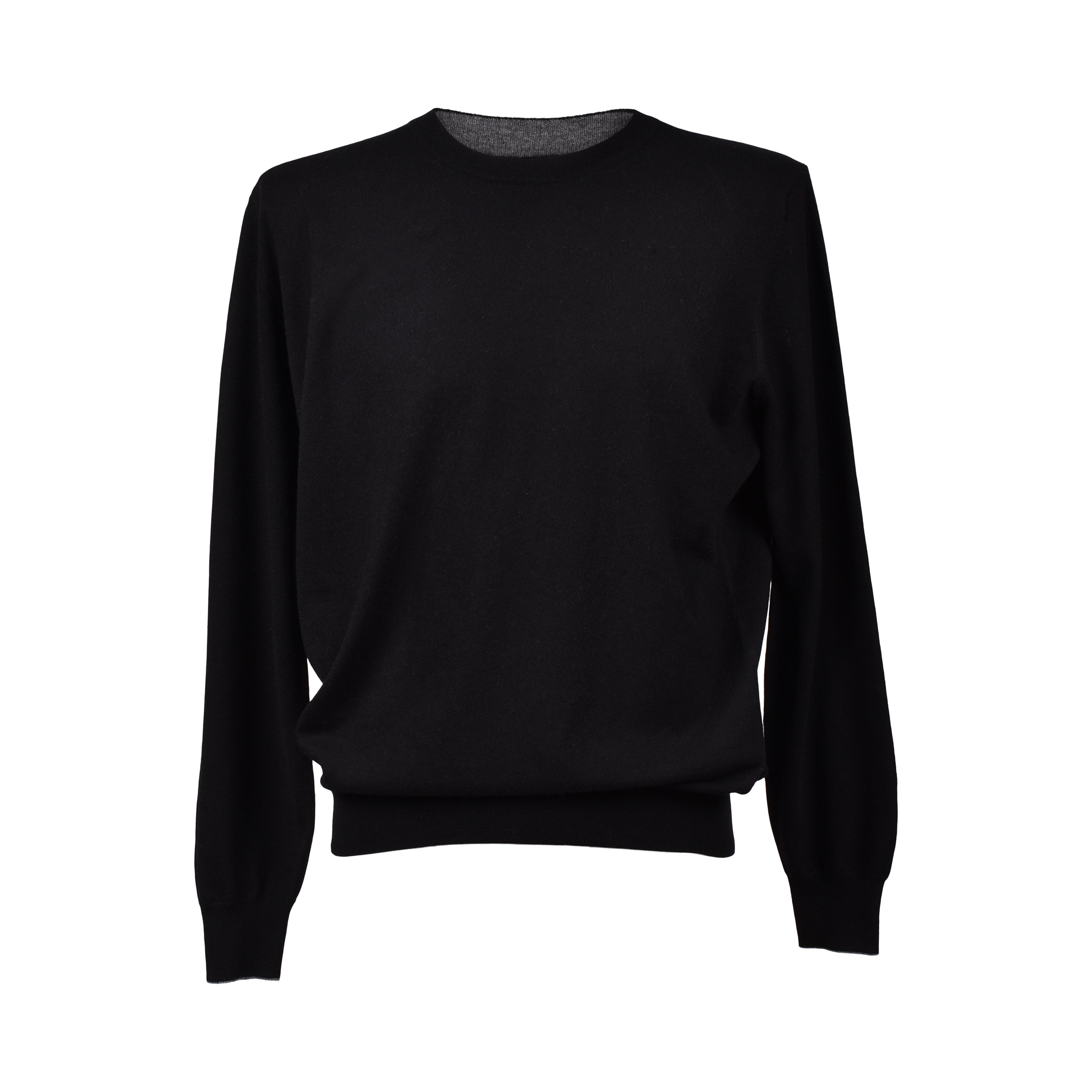 BRUNELLO CUCINELLI MEN'S BLACK CASHMERE CREW NECK SWEATER