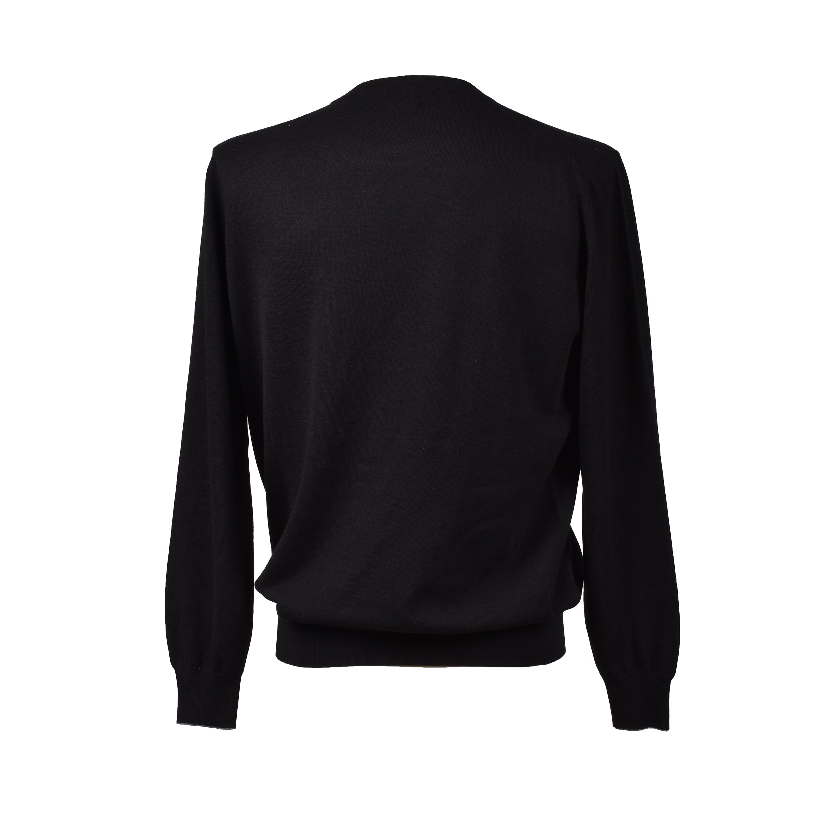 BRUNELLO CUCINELLI MEN'S BLACK CASHMERE CREW NECK SWEATER