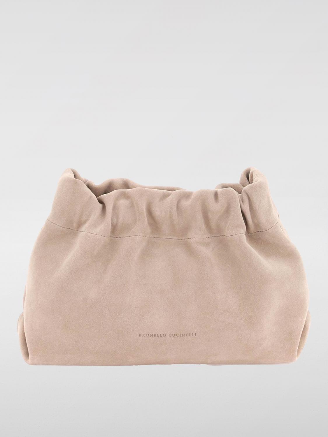 BRUNELLO CUCINELLI WOMEN'S SABBIA SUEDE GATHERED CLUTCH BAG