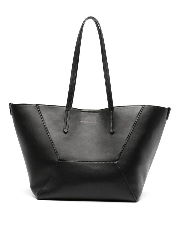 BRUNELLO CUCINELLI WOMEN'S BLACK LEATHER TOTE BAG