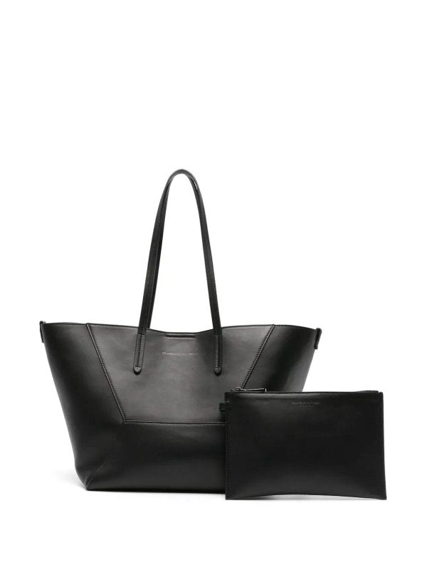 BRUNELLO CUCINELLI WOMEN'S BLACK LEATHER TOTE BAG