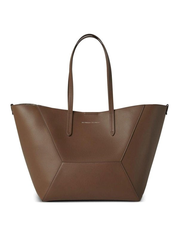 BRUNELLO CUCINELLI WOMEN'S TAWNY LEATHER STRUCTURED TOTE BAG