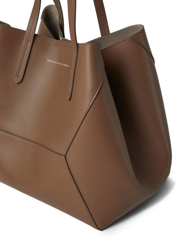 BRUNELLO CUCINELLI WOMEN'S TAWNY LEATHER STRUCTURED TOTE BAG