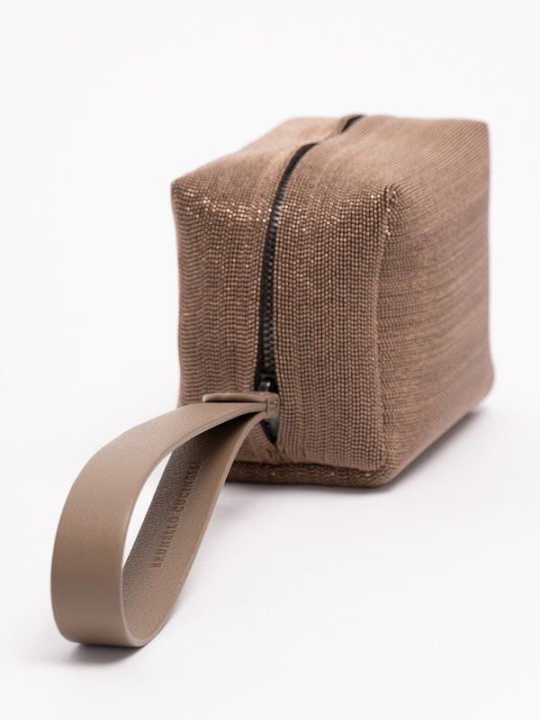 BRUNELLO CUCINELLI WOMEN'S TESTA DI MORO TEXTURED LEATHER POUCH