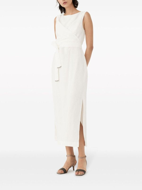 BRUNELLO CUCINELLI WOMEN'S OFF WHITE SLEEVELESS LONG DRESS