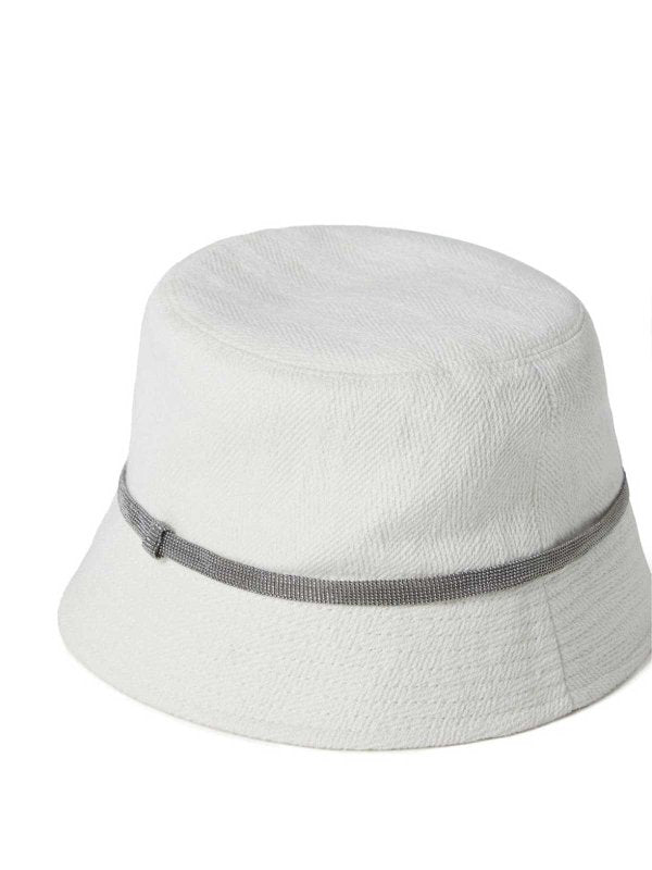 BRUNELLO CUCINELLI WOMEN'S OFF WHITE COTTON LINEN HAT
