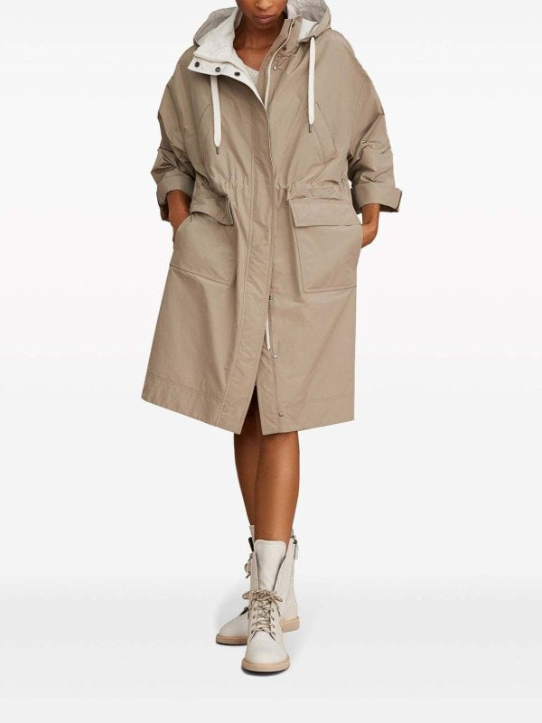 BRUNELLO CUCINELLI WOMEN'S LIGHT BEIGE HOODED PARKA