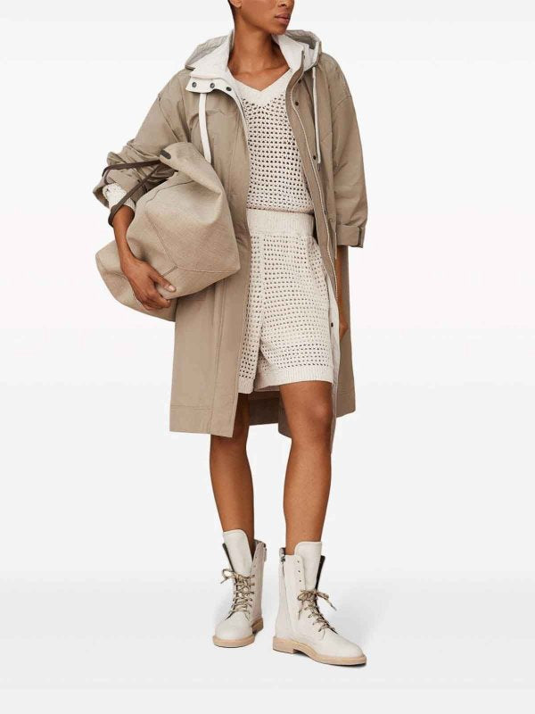 BRUNELLO CUCINELLI WOMEN'S LIGHT BEIGE HOODED PARKA